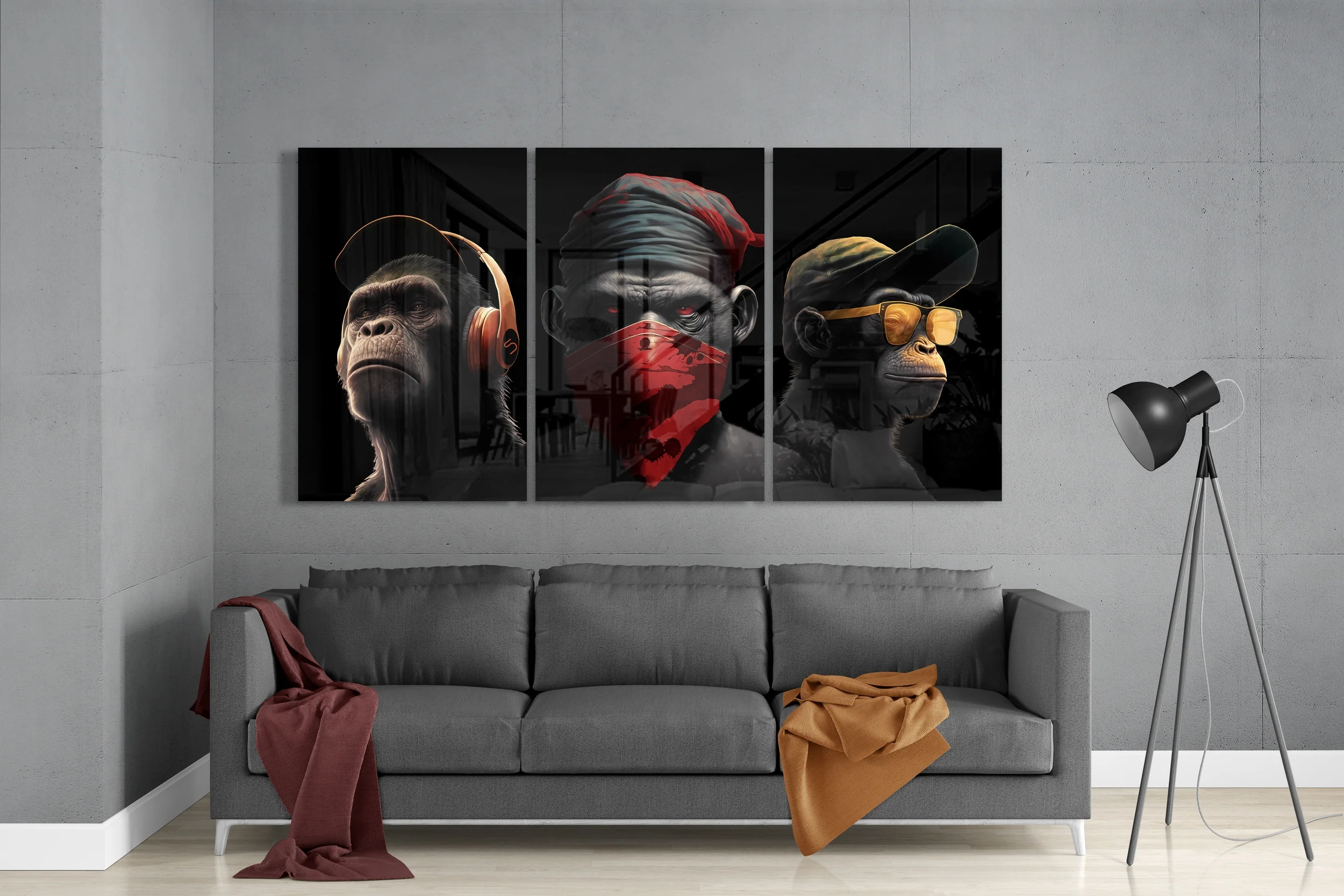 3 Wise Monkeys Mega Glass Wall Art - Image 3