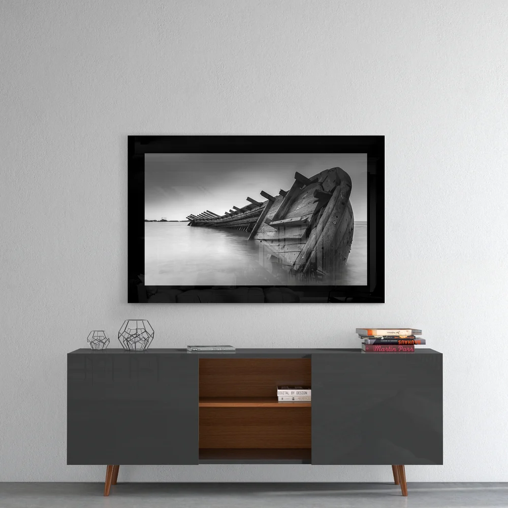 Abandoned Boat Glass Wall Art - Image 4
