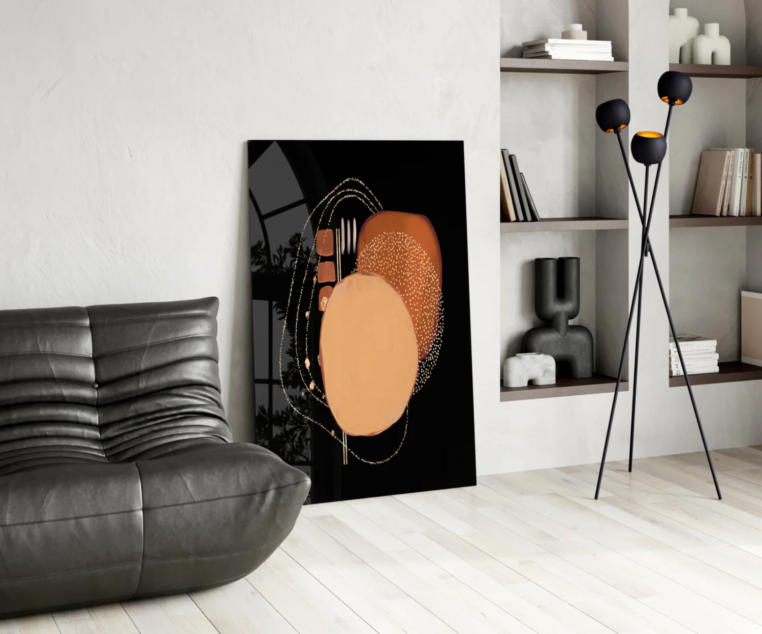 Abstract Black Glass Wall Art - Image 5