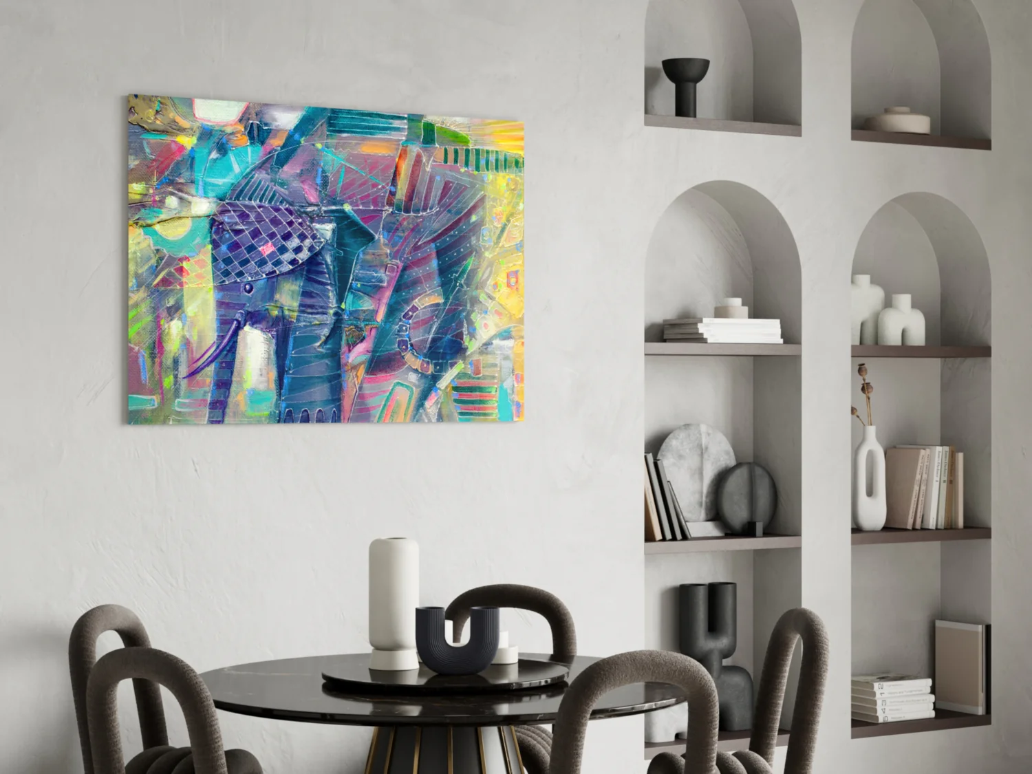 Abstract Cubist Colorful Elephant Glass Wall Art - Image 5