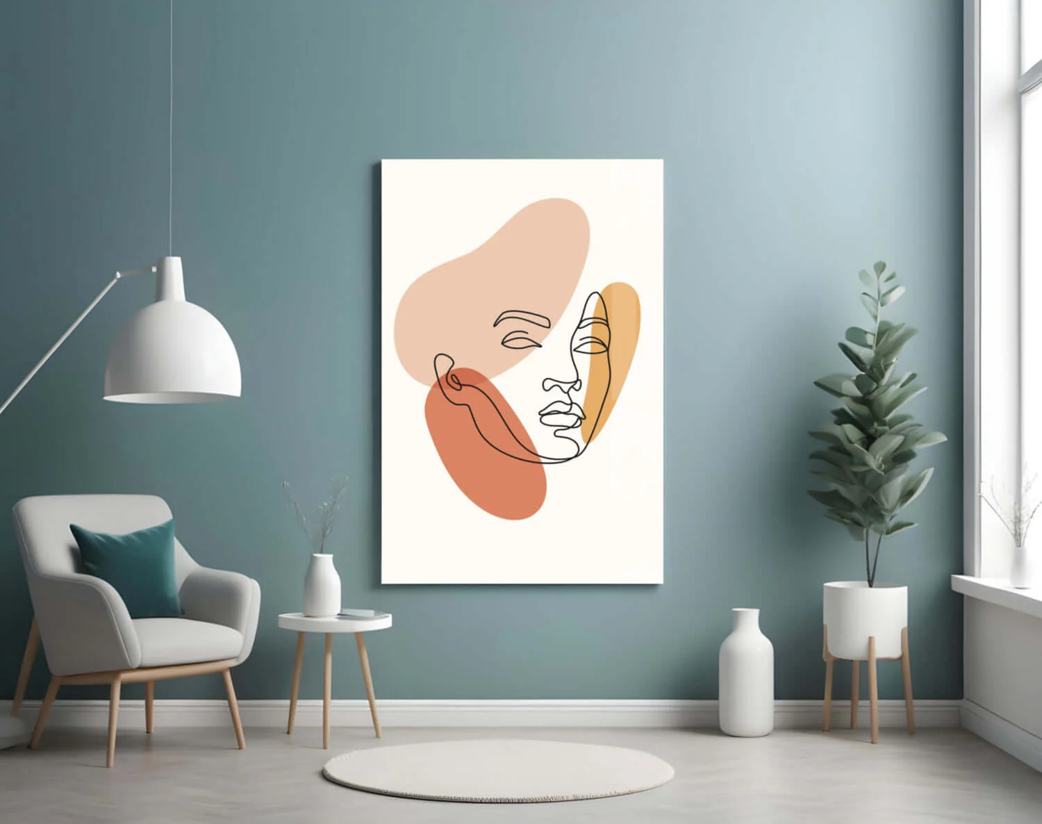 Abstract Face Organic Shapes Glass Wall Art - Image 4