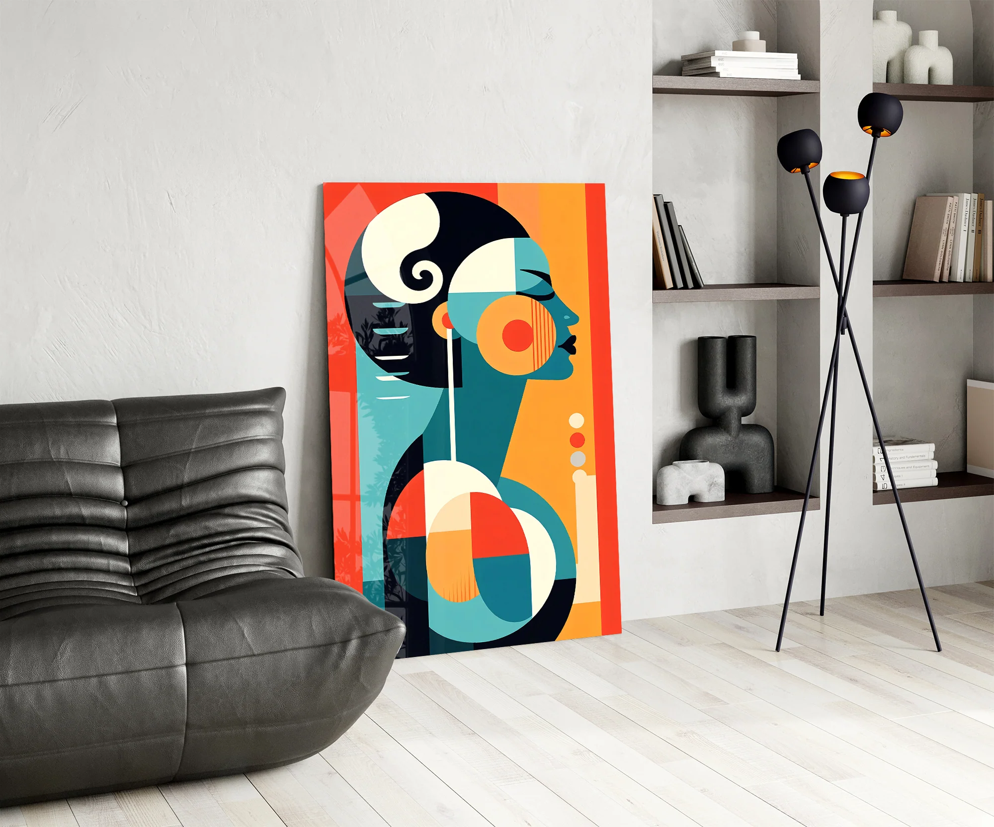 Abstract Geometric Woman Glass Wall Art - Image 6