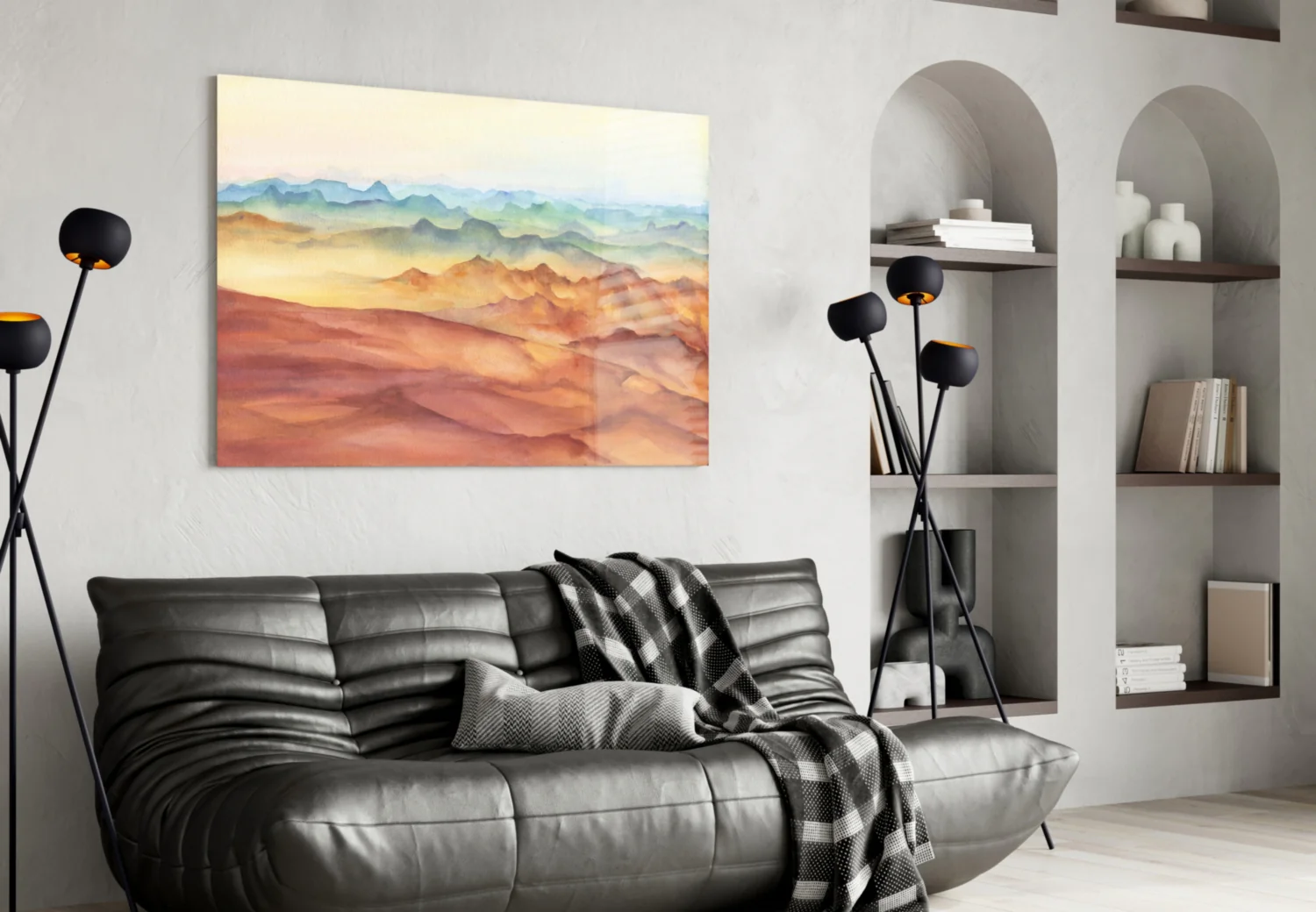 Abstract Mountains Glass Wall Art - Image 5