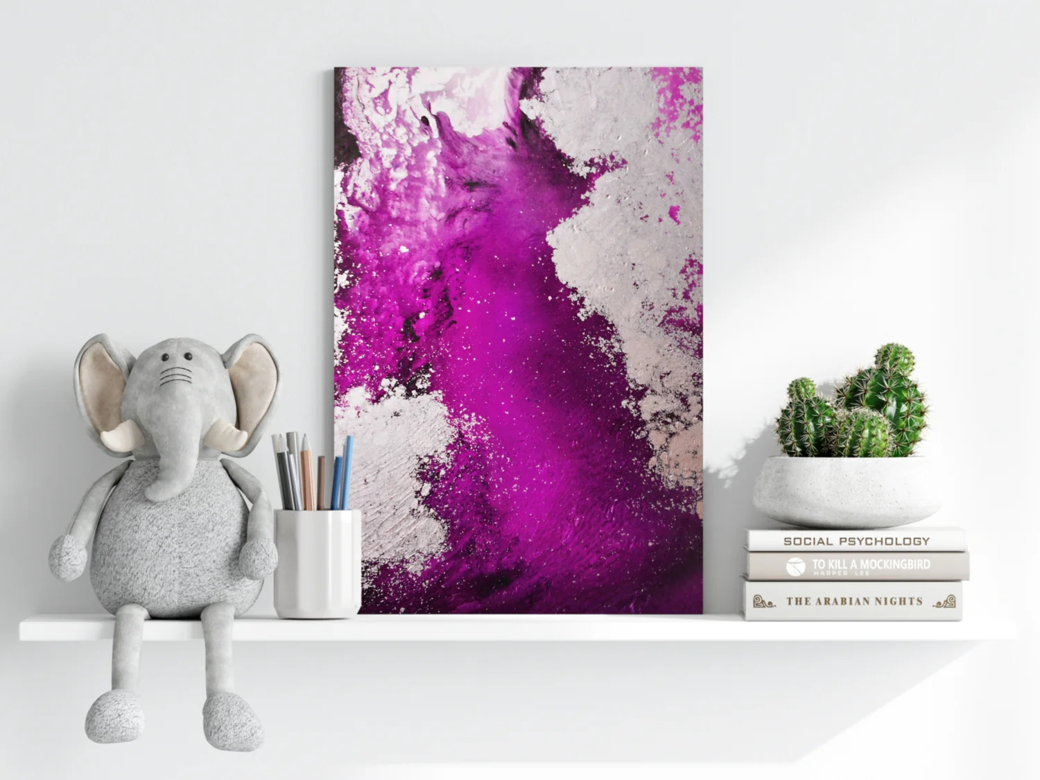 Abstract Paint Fuschia V1 Aluminum Print - Image 6