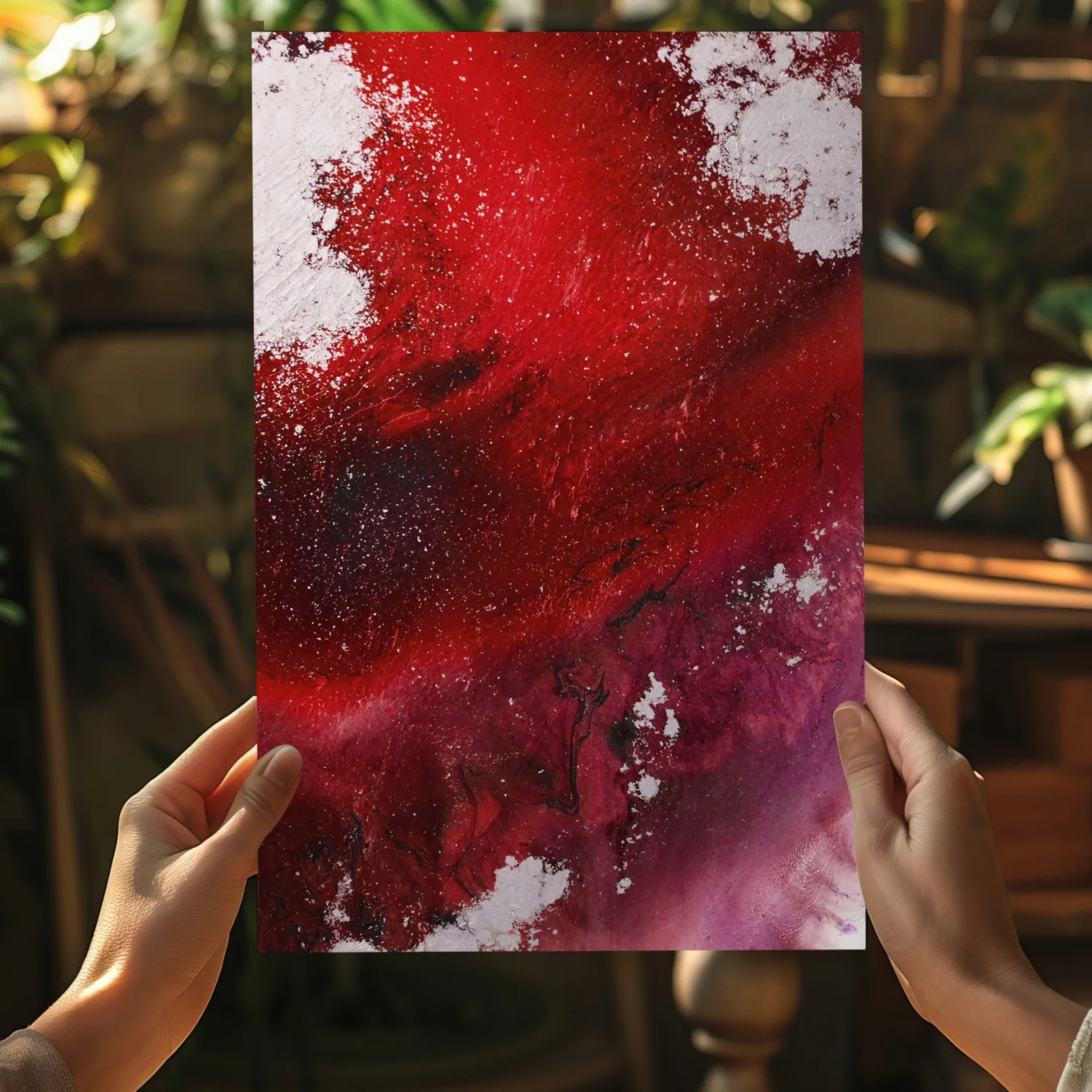 Abstract Paint Red V1 Aluminum Print - Image 5