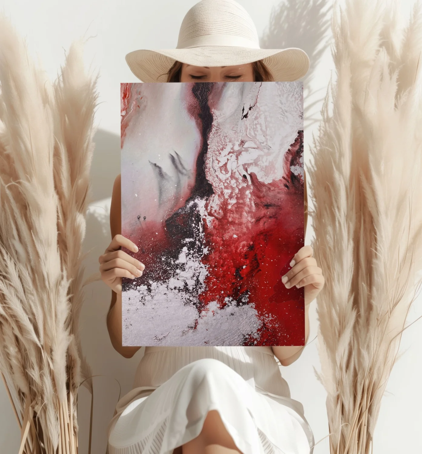 Abstract Paint Red V2 Aluminum Print - Image 4