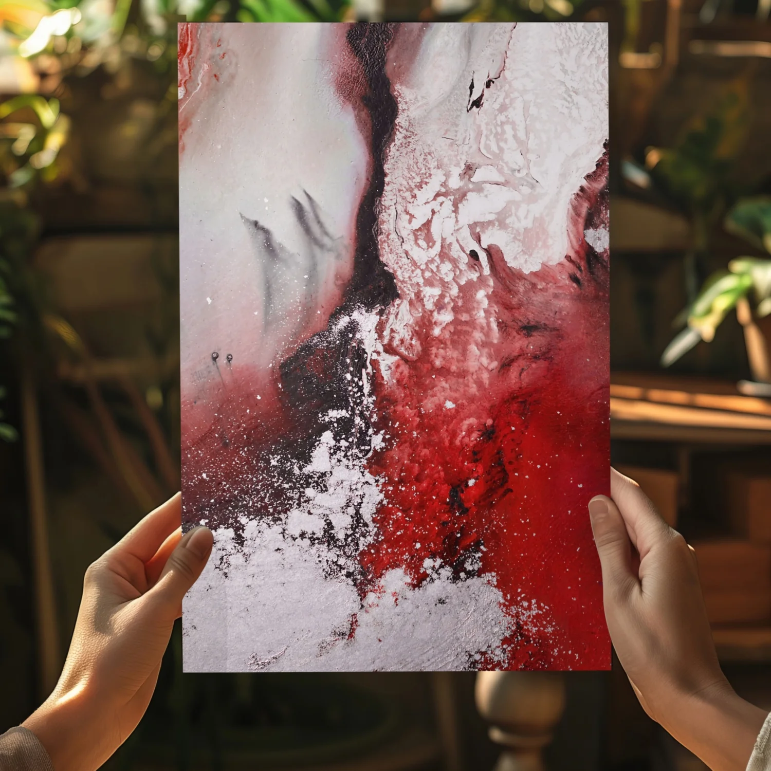 Abstract Paint Red V2 Aluminum Print - Image 5