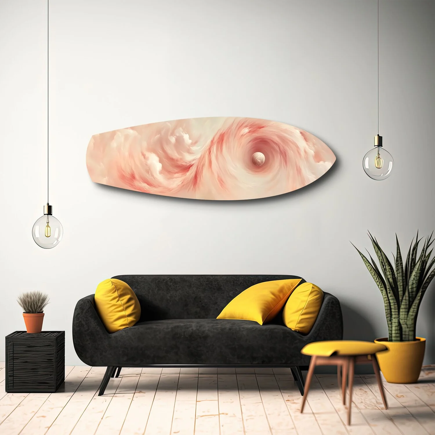 Abstract Pink Cloud Swirl Glass Wall Art - Image 10