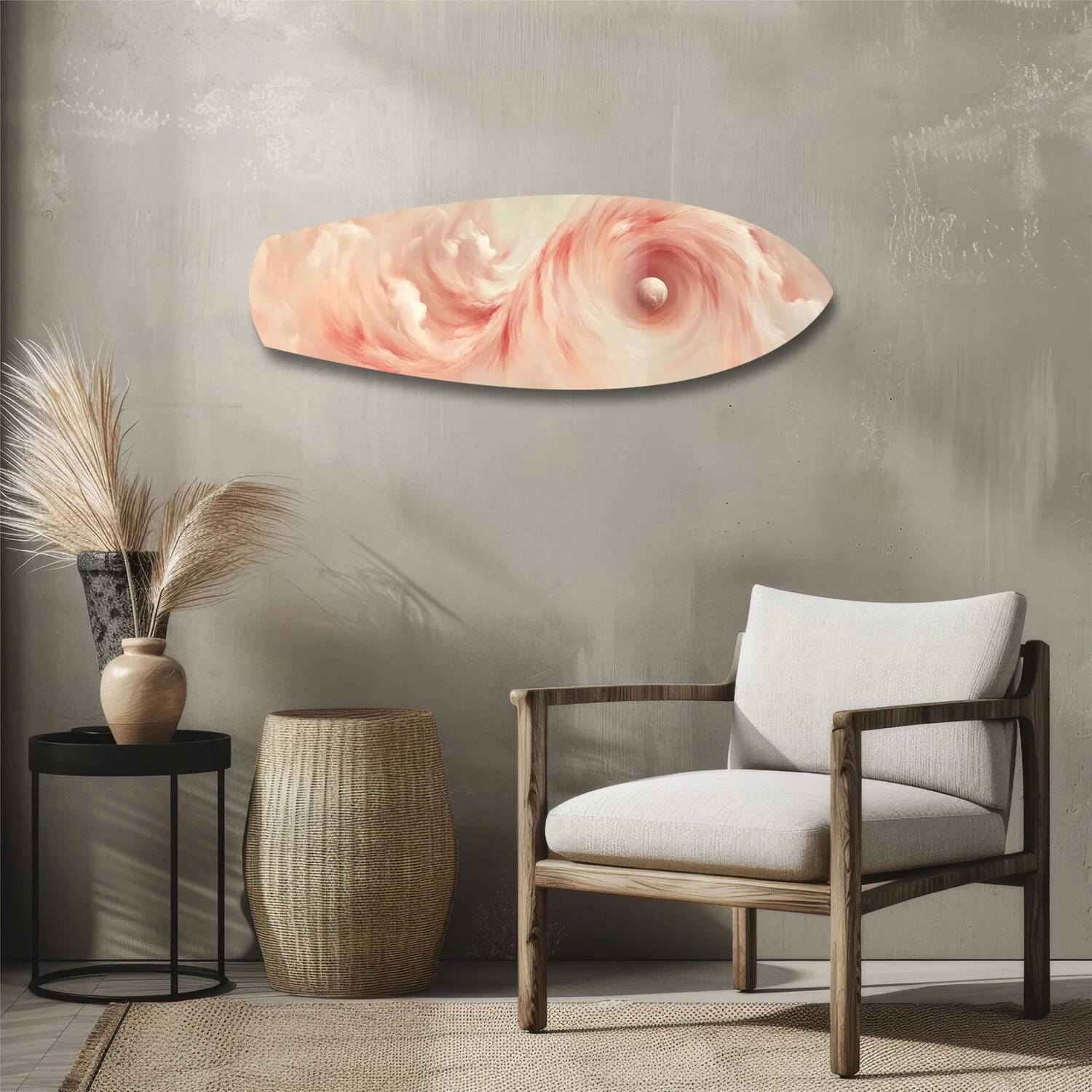 Abstract Pink Cloud Swirl Glass Wall Art - Image 3