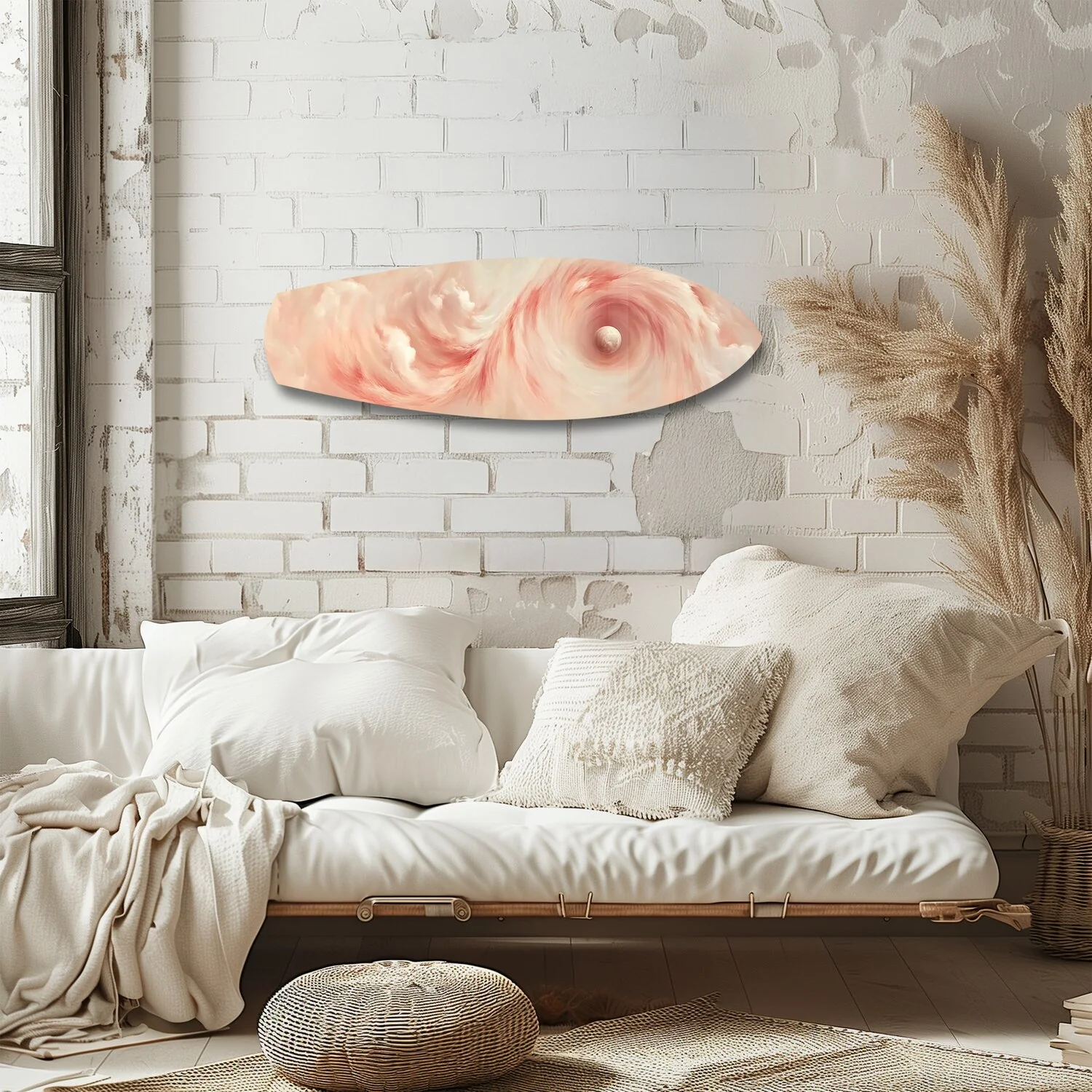 Abstract Pink Cloud Swirl Glass Wall Art - Image 4