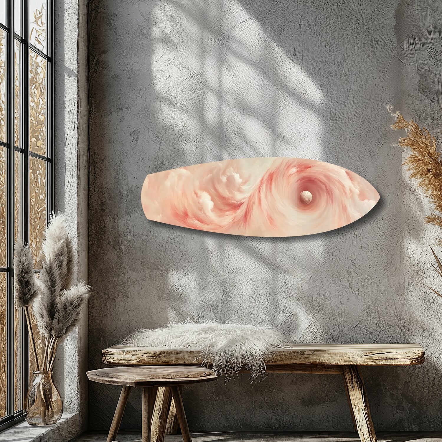 Abstract Pink Cloud Swirl Glass Wall Art - Image 5