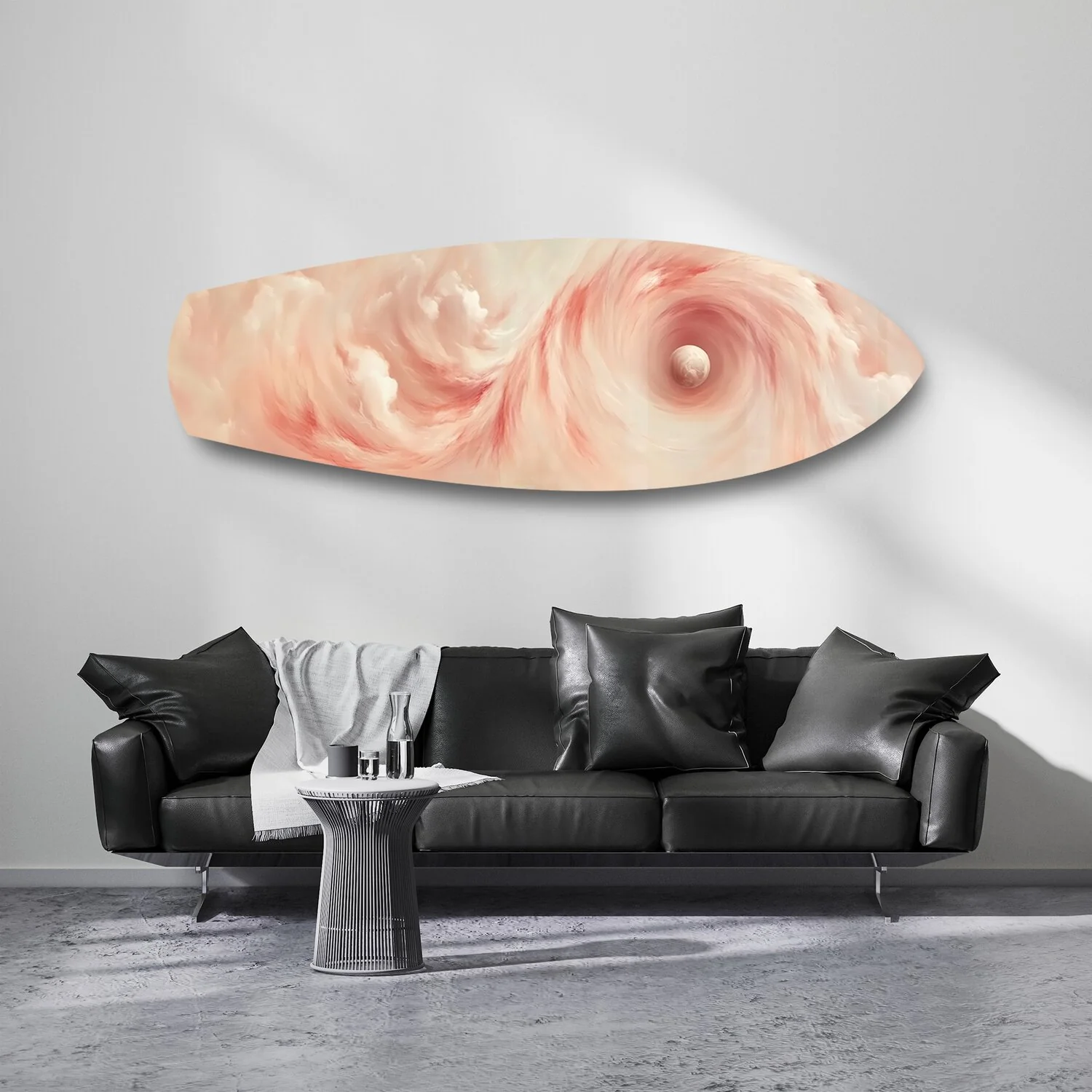 Abstract Pink Cloud Swirl Glass Wall Art - Image 7