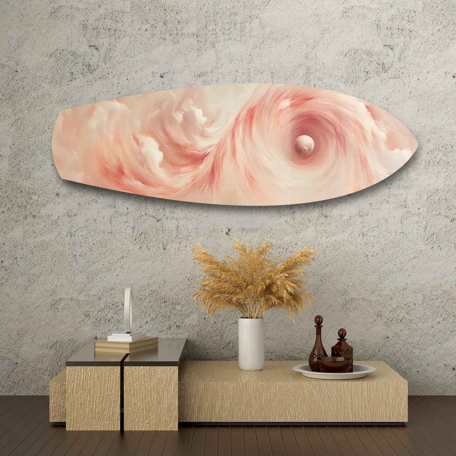 Abstract Pink Cloud Swirl Glass Wall Art - Image 8