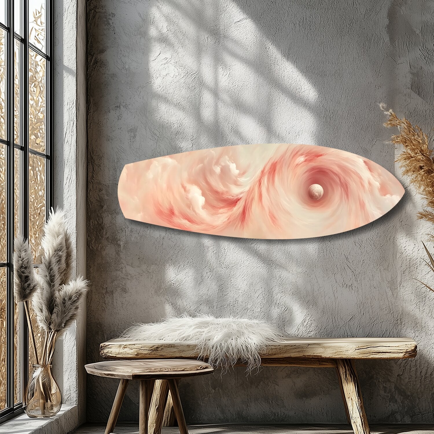 Abstract Pink Cloud Swirl Glass Wall Art - Image 9