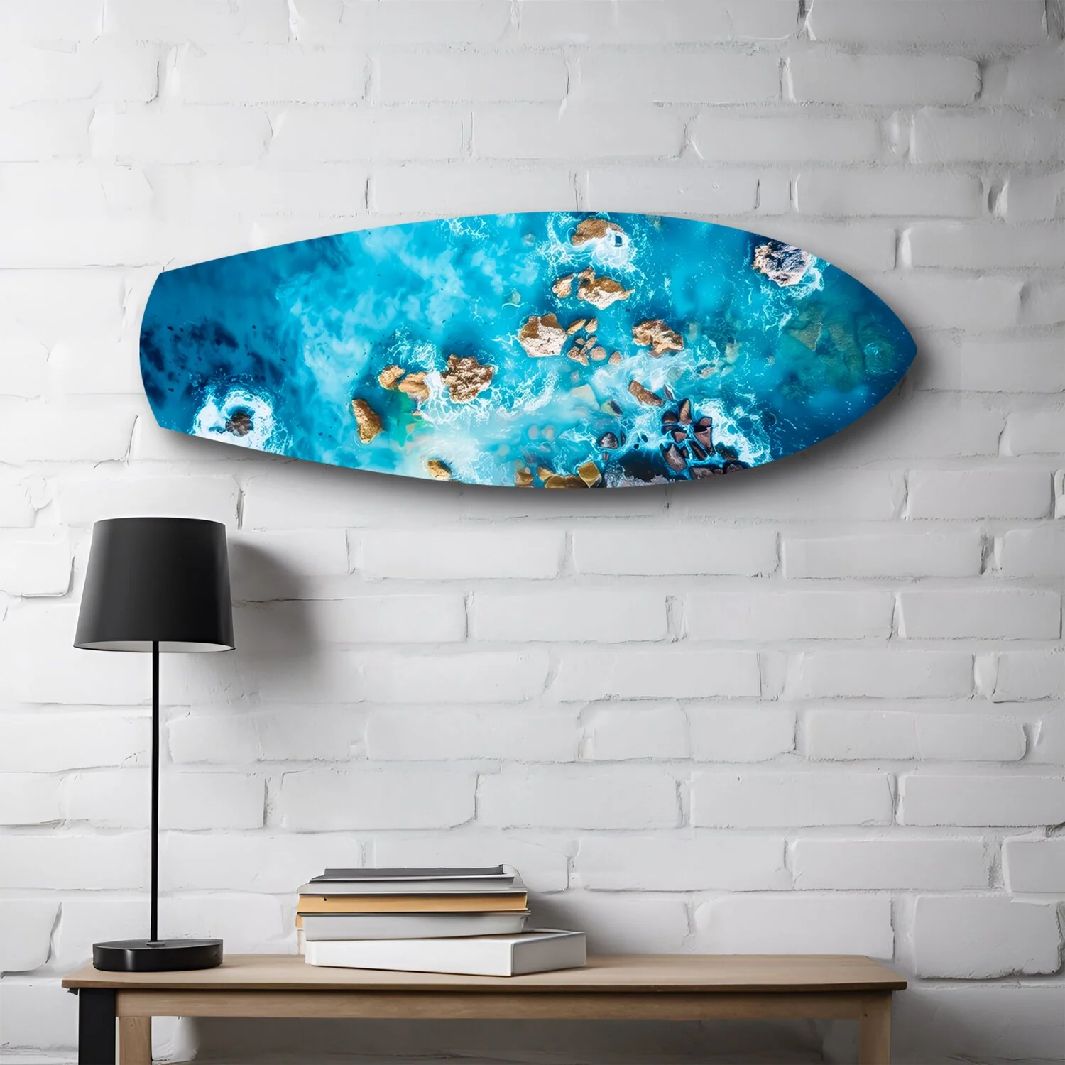 Aerial Reef Turquoise Ocean Glass Wall Art - Image 2
