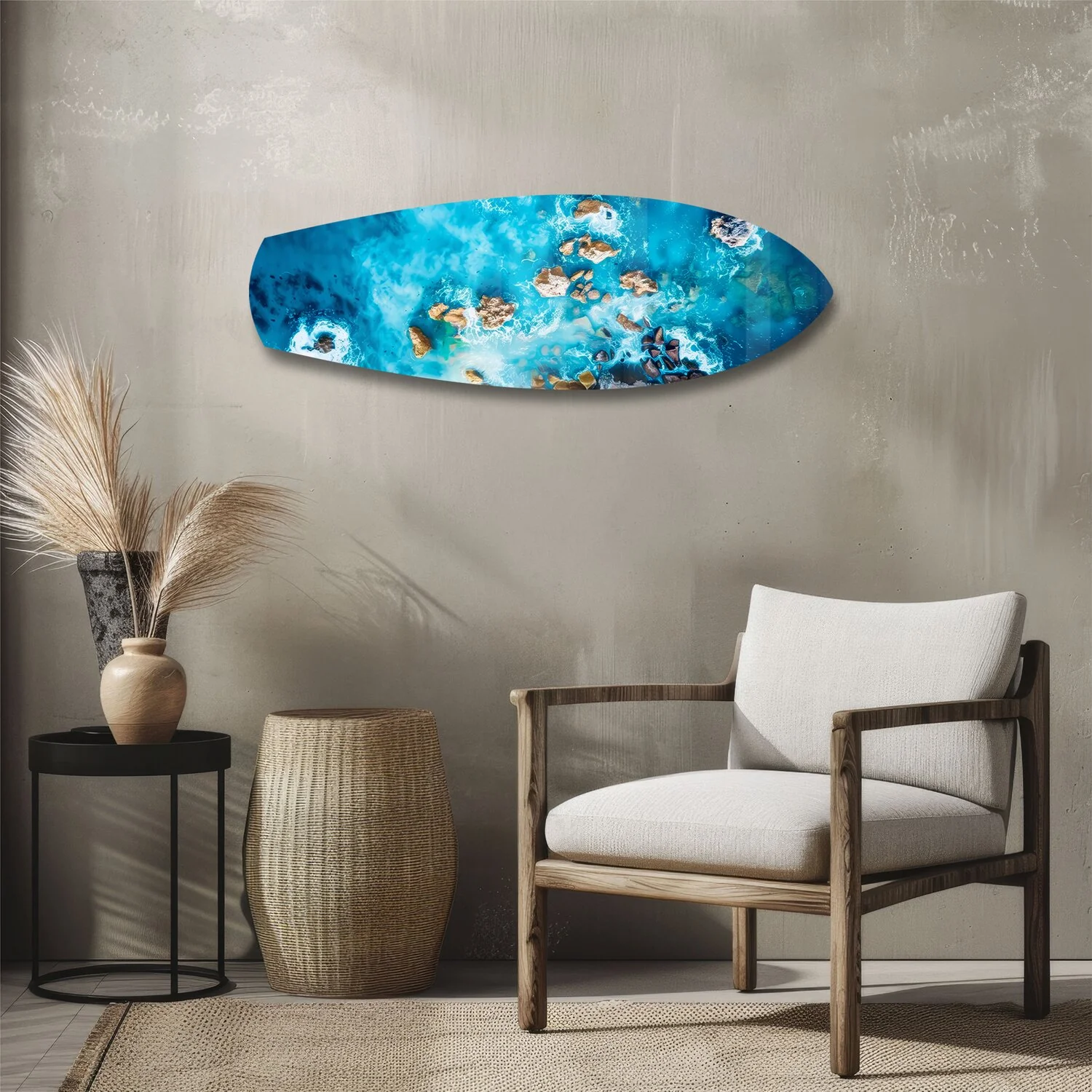 Aerial Reef Turquoise Ocean Glass Wall Art - Image 3