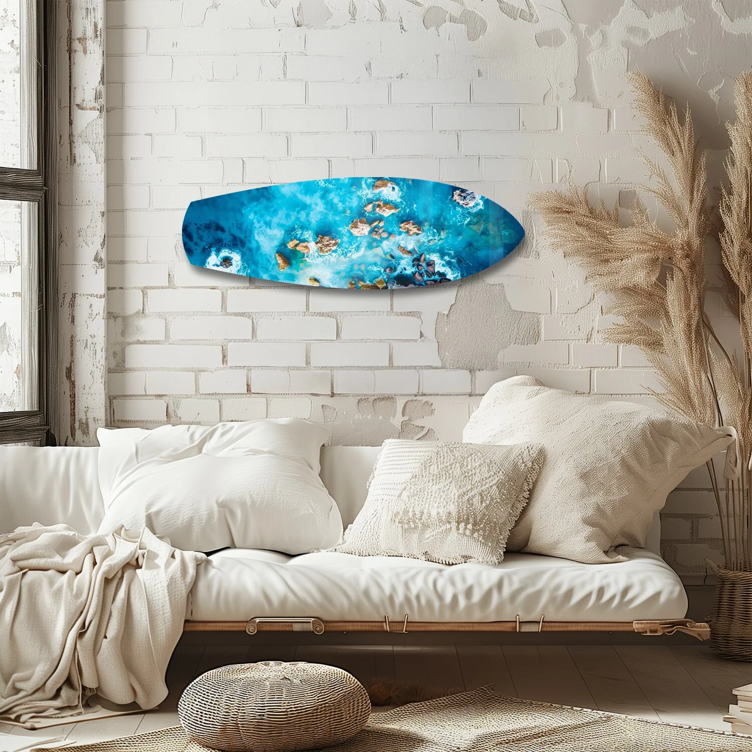 Aerial Reef Turquoise Ocean Glass Wall Art - Image 4