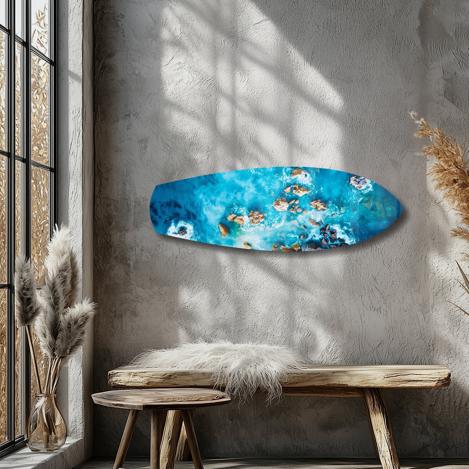 Aerial Reef Turquoise Ocean Glass Wall Art - Image 5