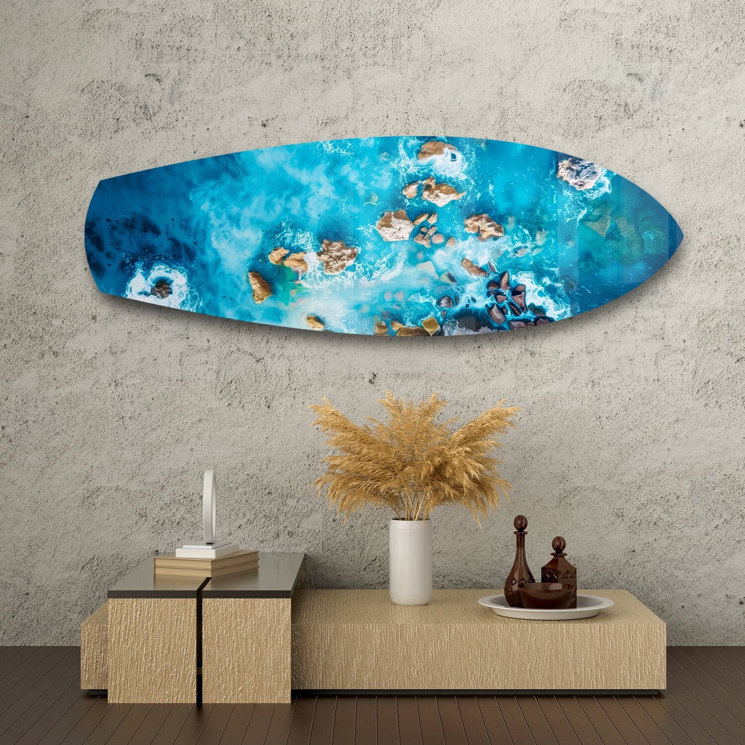 Aerial Reef Turquoise Ocean Glass Wall Art - Image 8