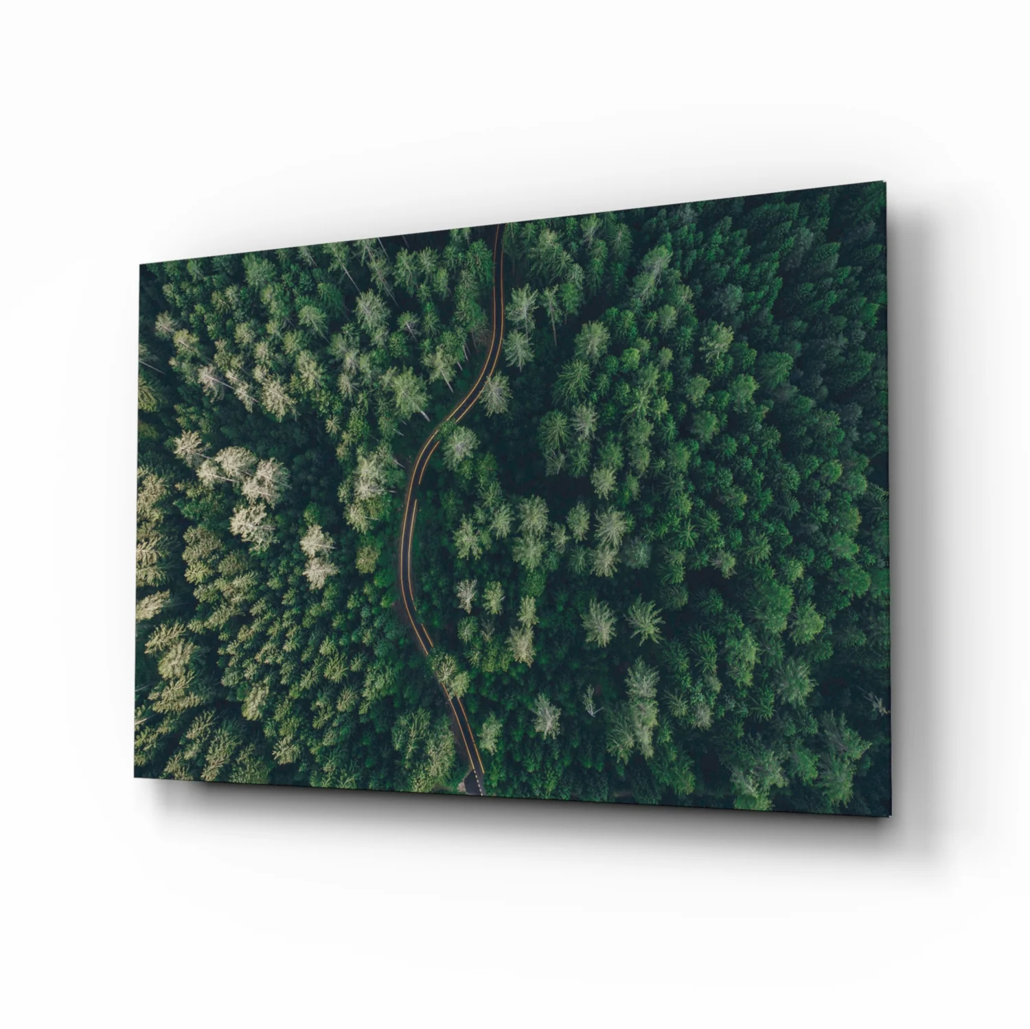 Aerial Woodland Curved Road Glass Wall Art - Image 2