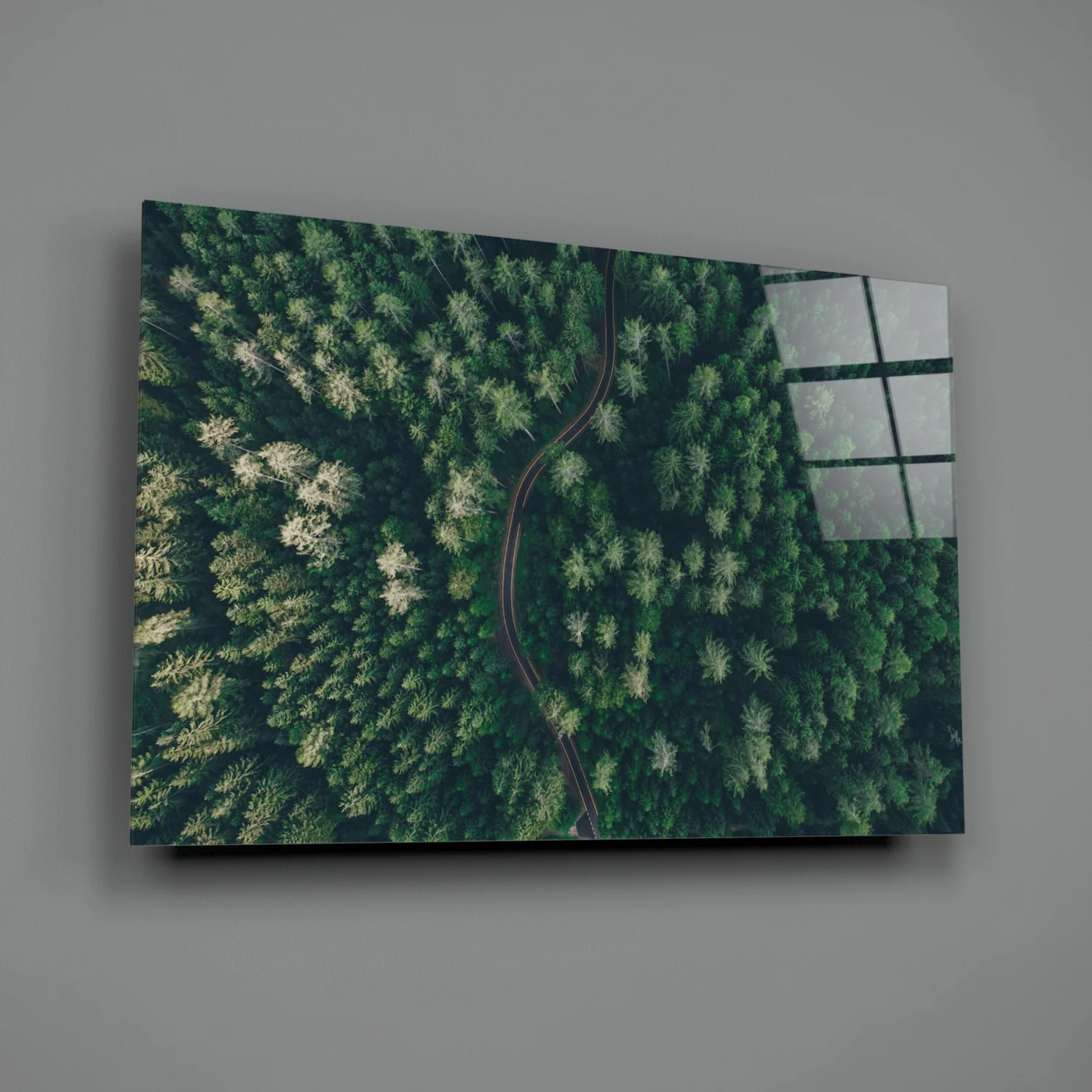 Aerial Woodland Curved Road Glass Wall Art - Image 3