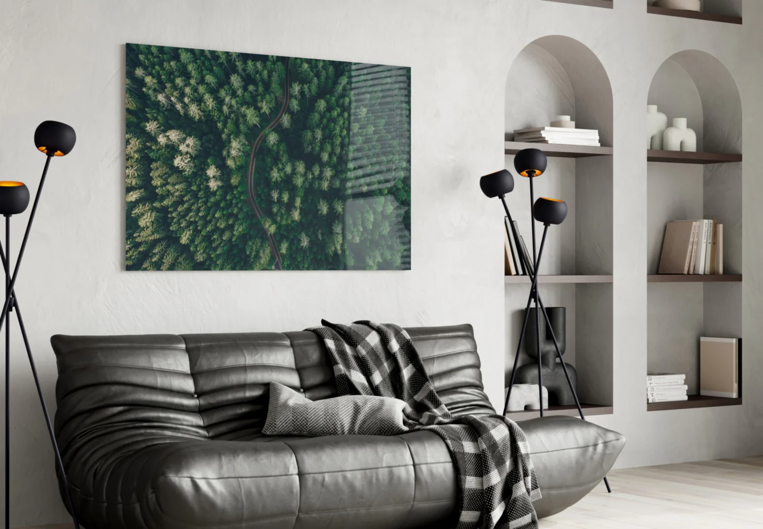 Aerial Woodland Curved Road Glass Wall Art - Image 5