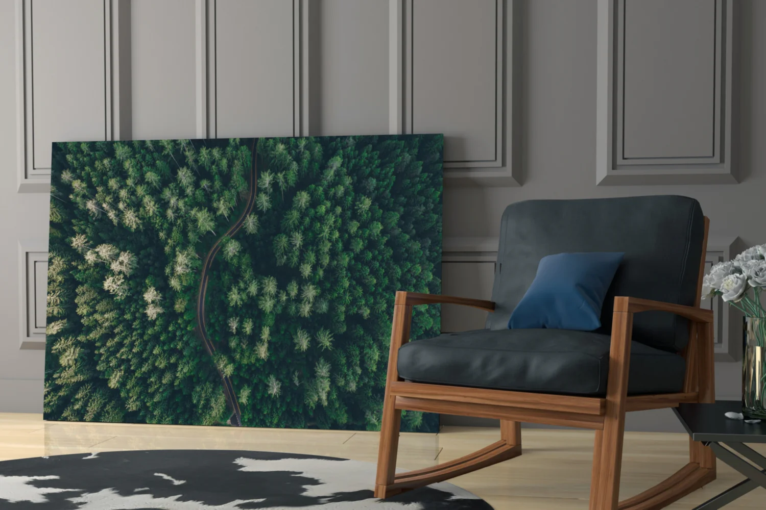Aerial Woodland Curved Road Glass Wall Art - Image 7