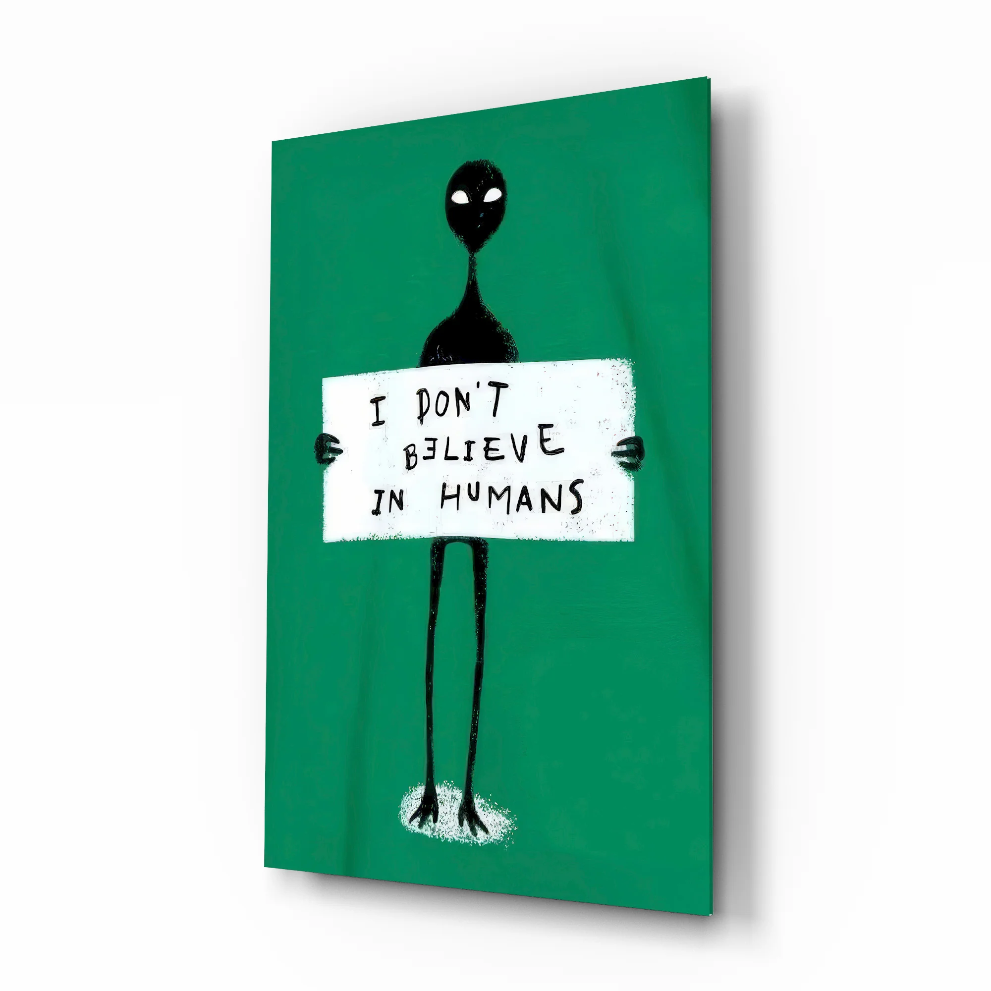 Alien Disbelief Sign Glass Wall Art - Image 2