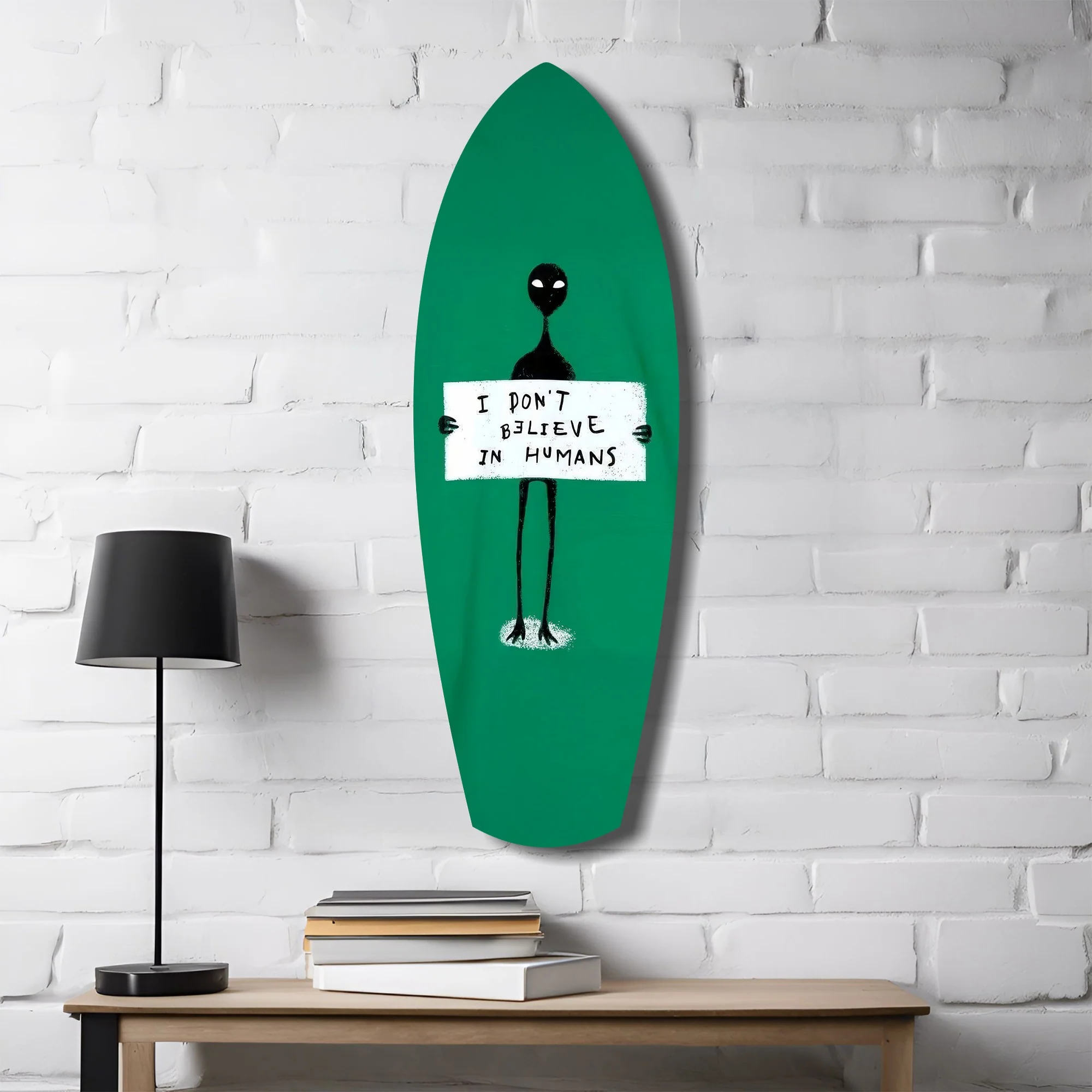 Alien Sign Quirky Humor Illustration Glass Wall Art - Image 4