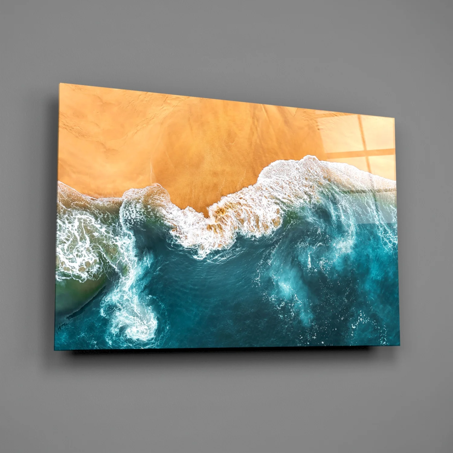 Amber Sand Ocean Aerial Glass Wall Art - Image 2