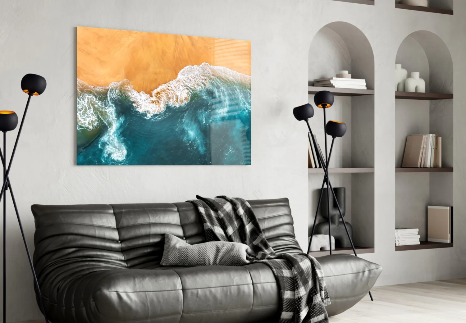 Amber Sand Ocean Aerial Glass Wall Art - Image 4