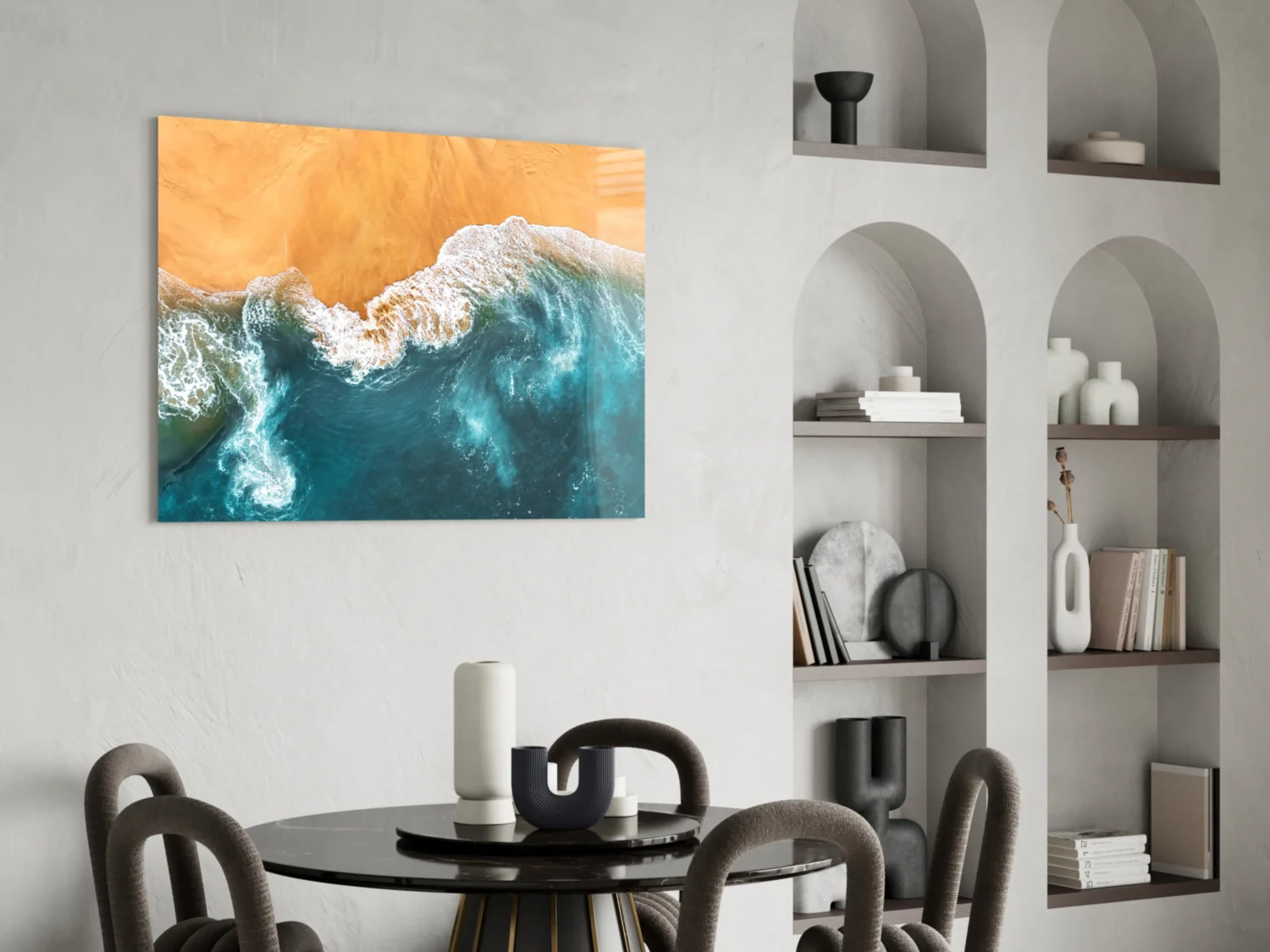 Amber Sand Ocean Aerial Glass Wall Art - Image 5