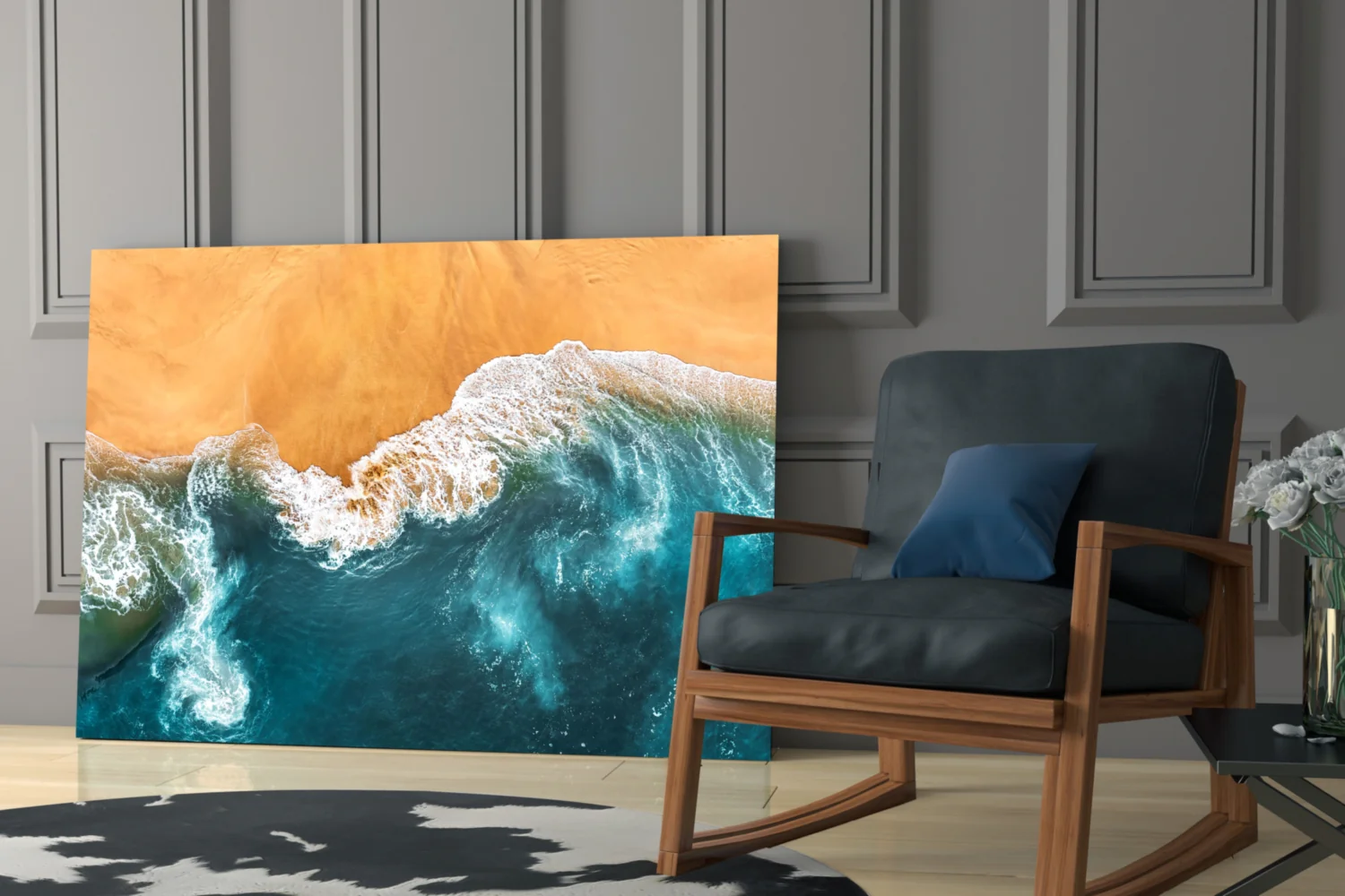 Amber Sand Ocean Aerial Glass Wall Art - Image 6