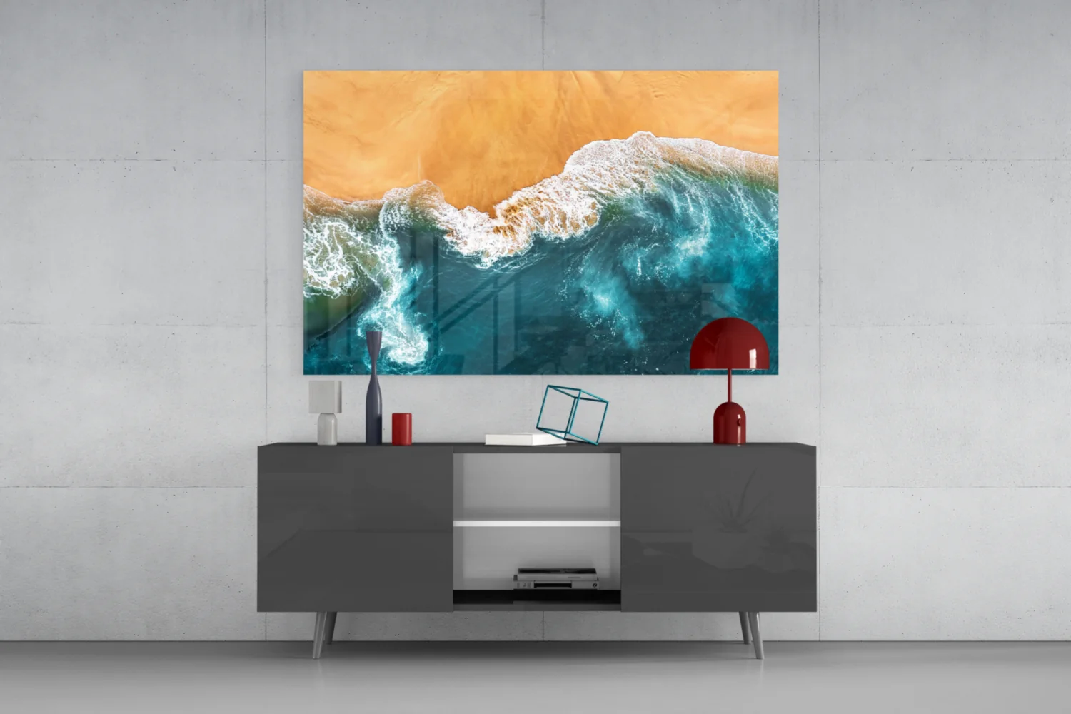 Amber Sand Ocean Aerial Glass Wall Art - Image 8