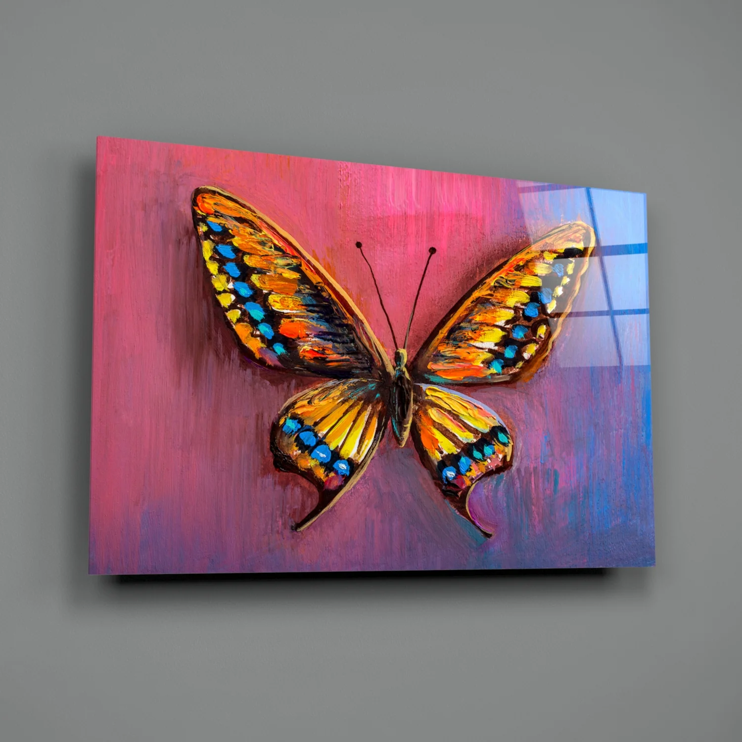 Amber Swallowtail Oil Butterfly Glass Wall Art - Image 2