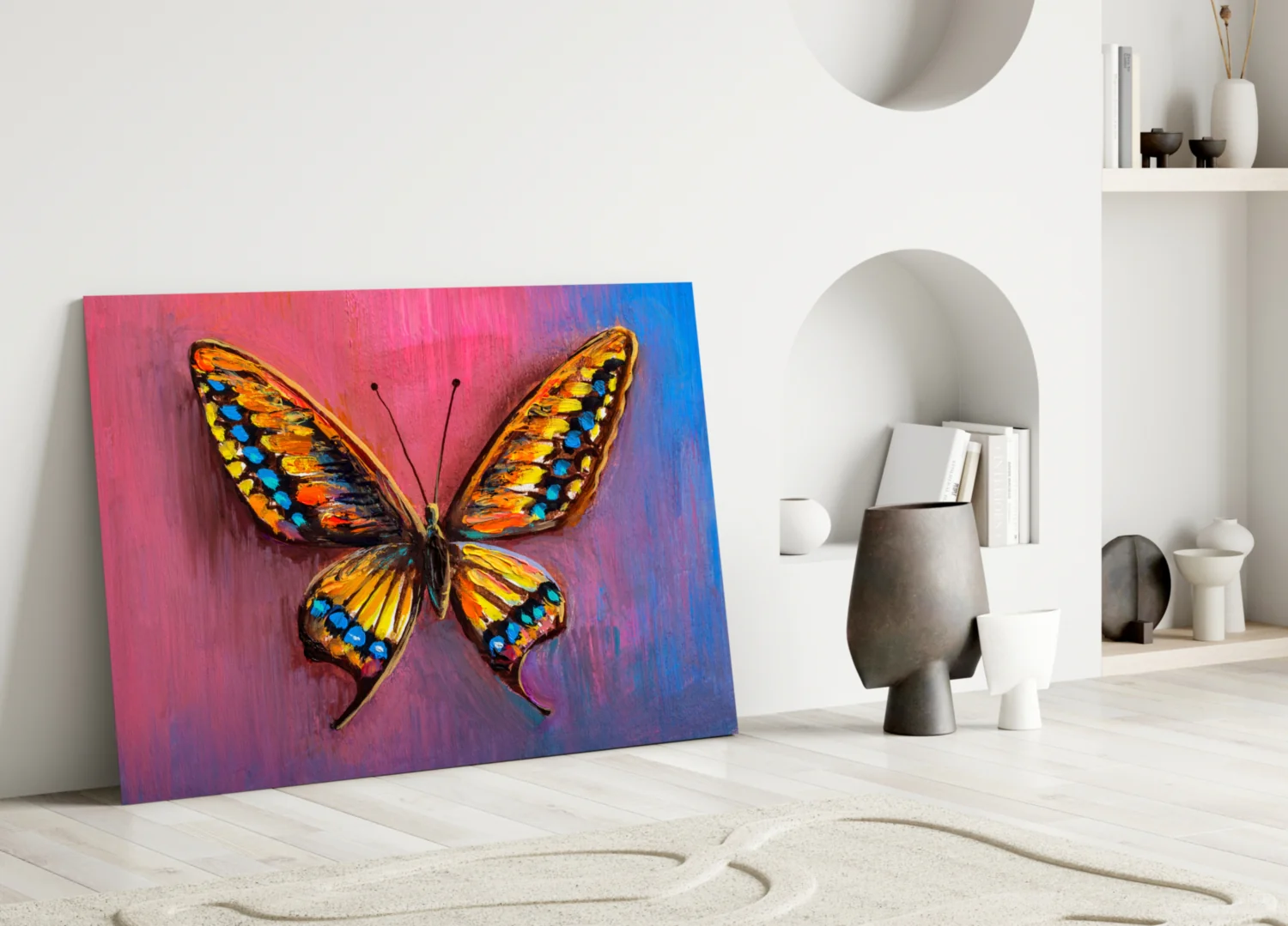 Amber Swallowtail Oil Butterfly Glass Wall Art - Image 3