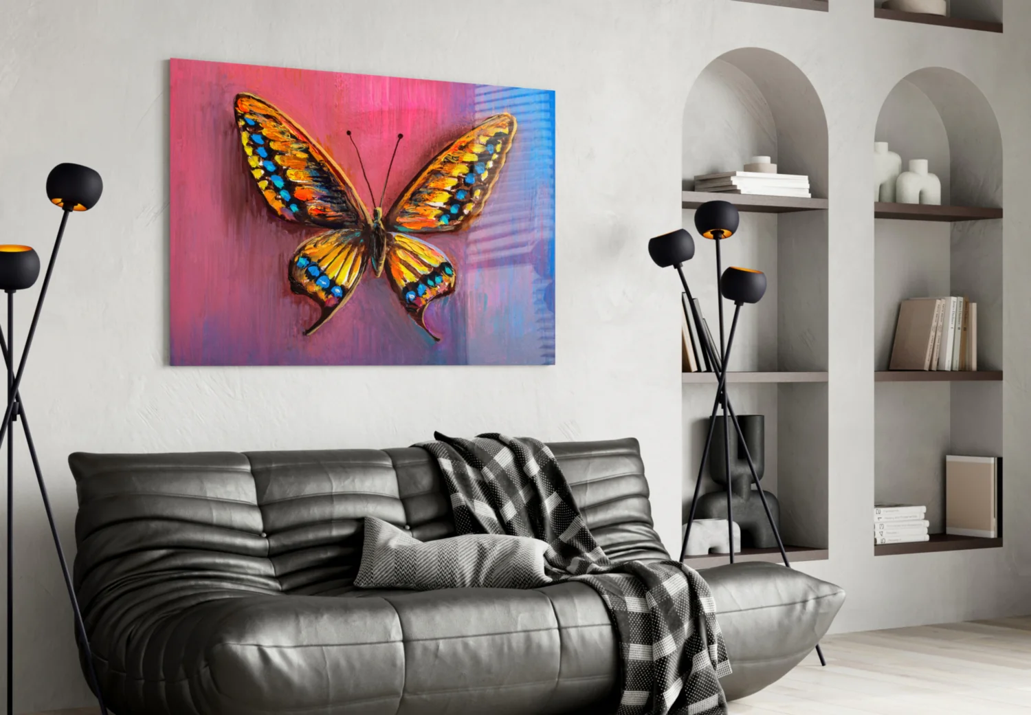 Amber Swallowtail Oil Butterfly Glass Wall Art - Image 4