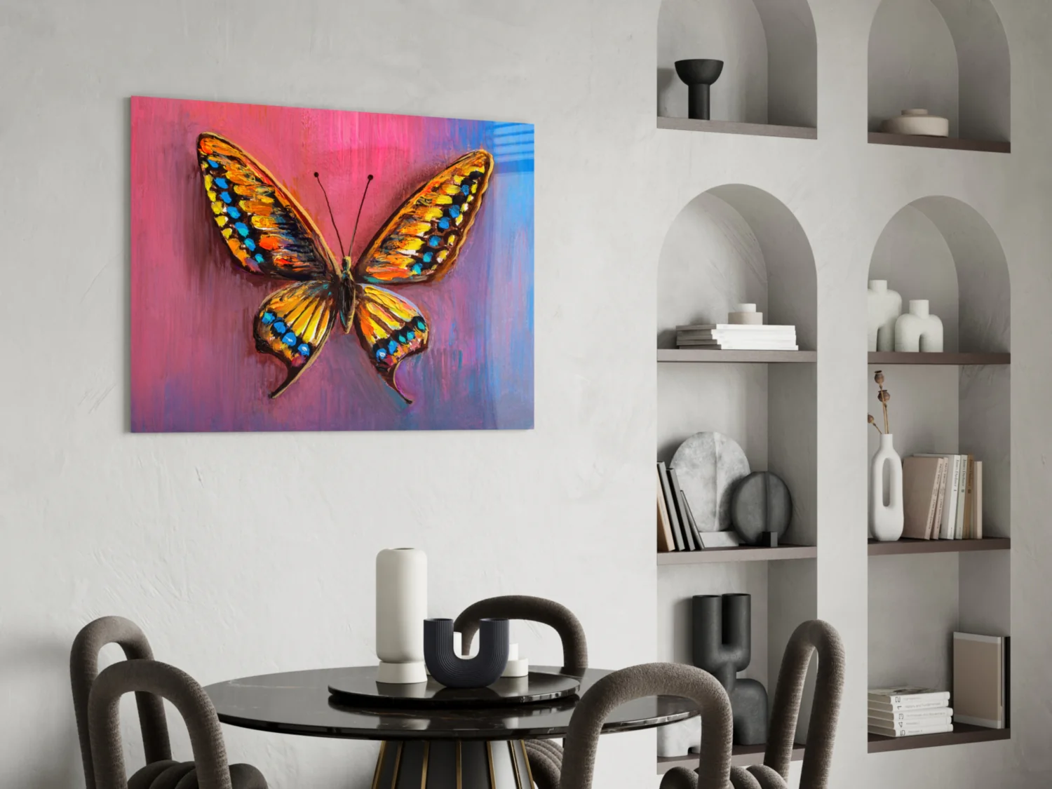 Amber Swallowtail Oil Butterfly Glass Wall Art - Image 5
