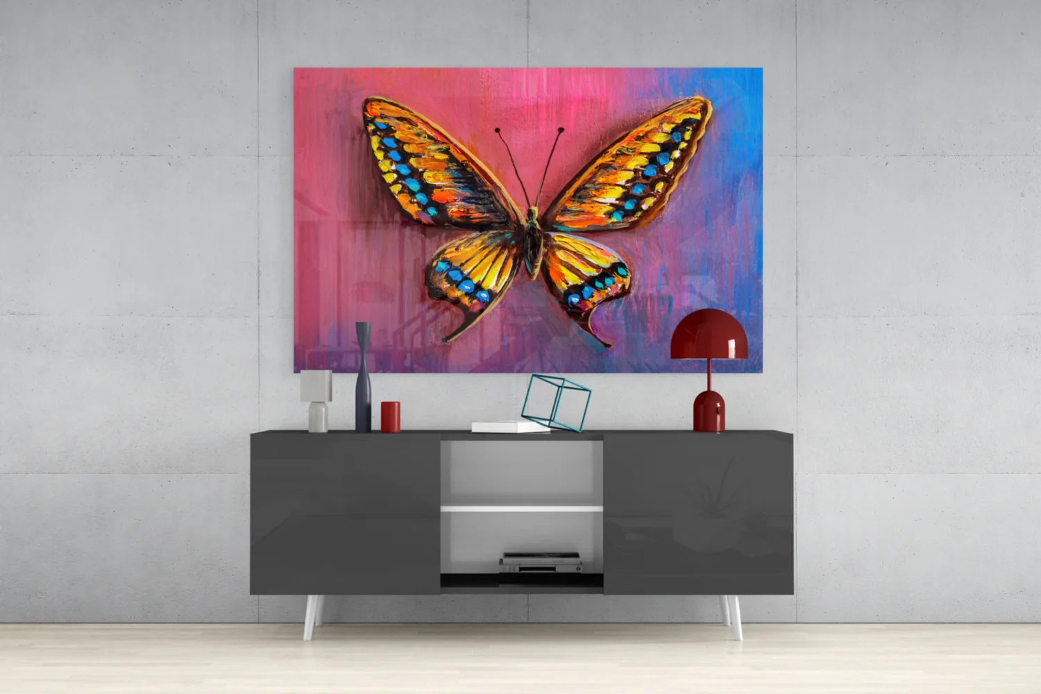 Amber Swallowtail Oil Butterfly Glass Wall Art - Image 8
