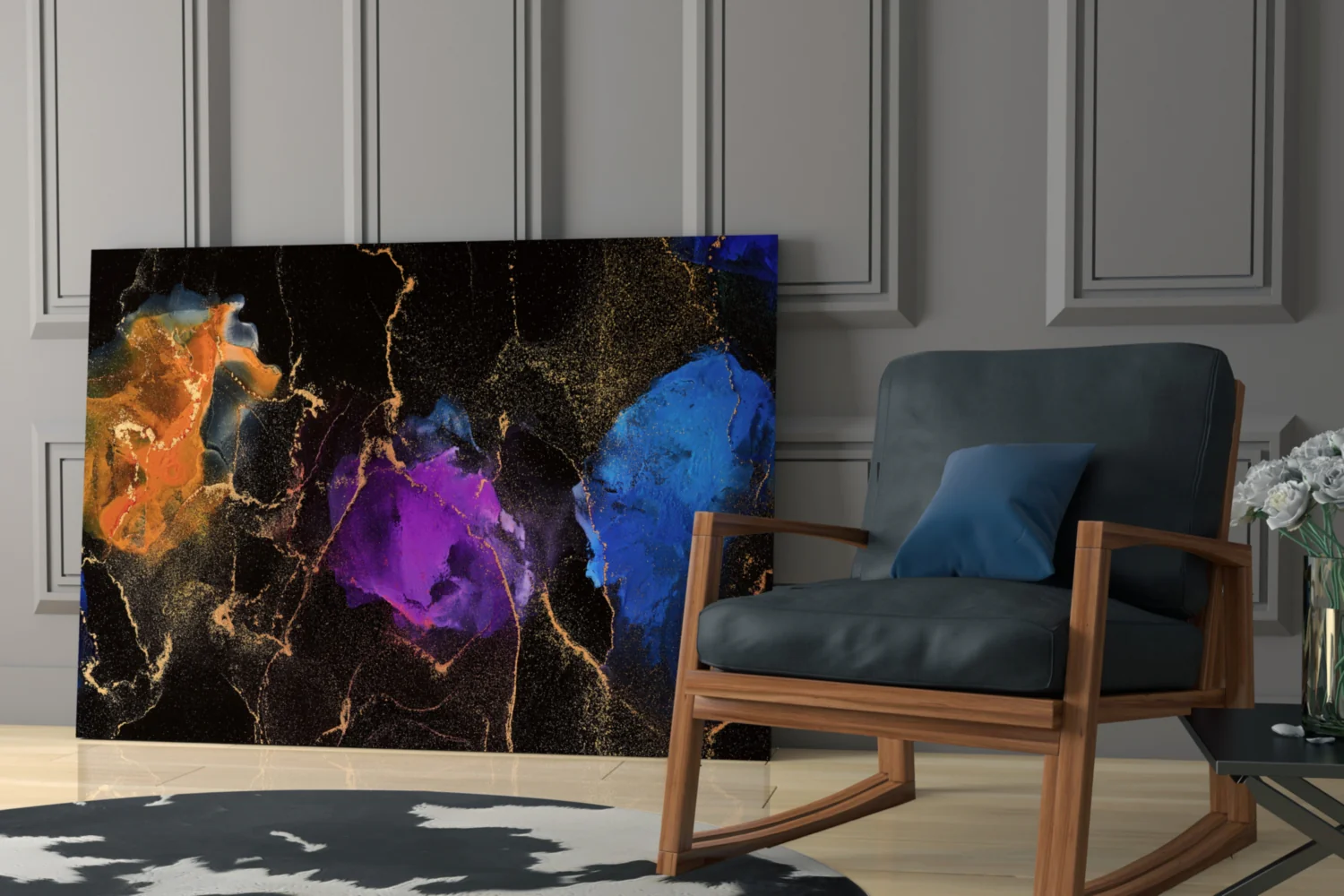 Amber Violet Ink Marble Glass Wall Art - Image 7