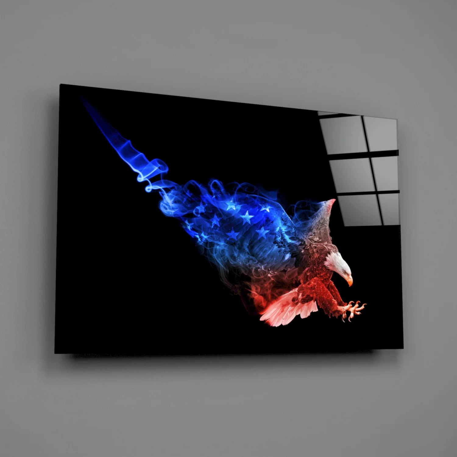 American Flag Smoke Eagle Glass Wall Art - Image 2