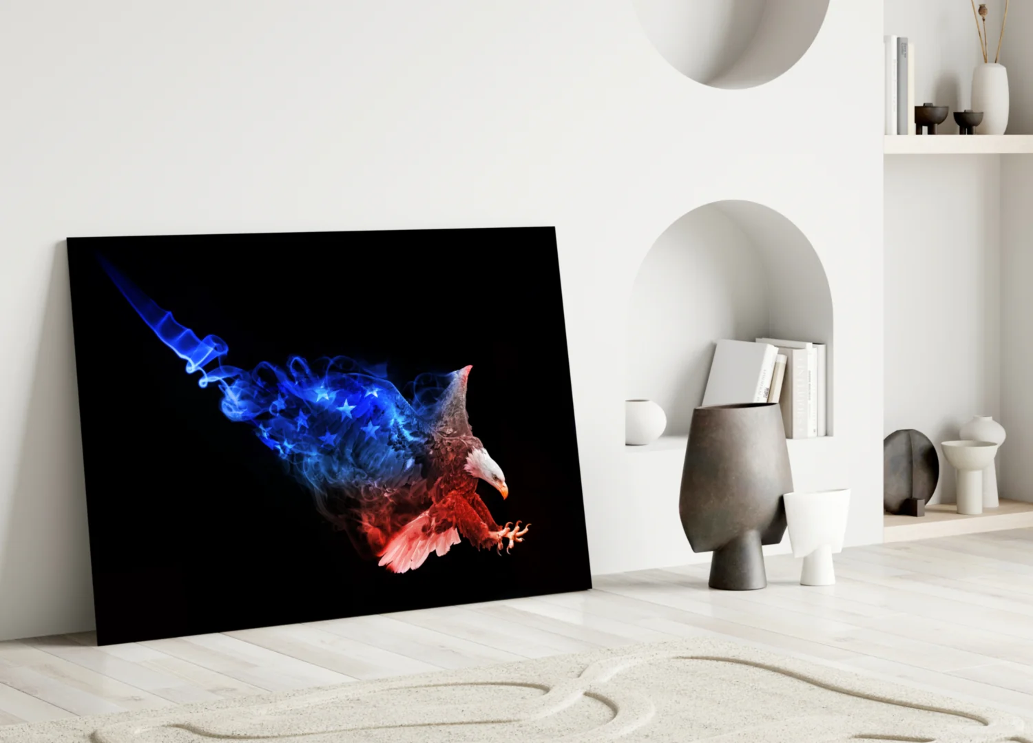 American Flag Smoke Eagle Glass Wall Art - Image 3