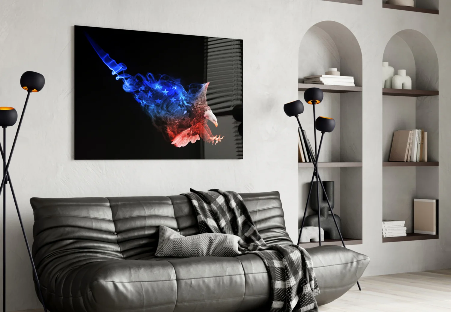 American Flag Smoke Eagle Glass Wall Art - Image 4