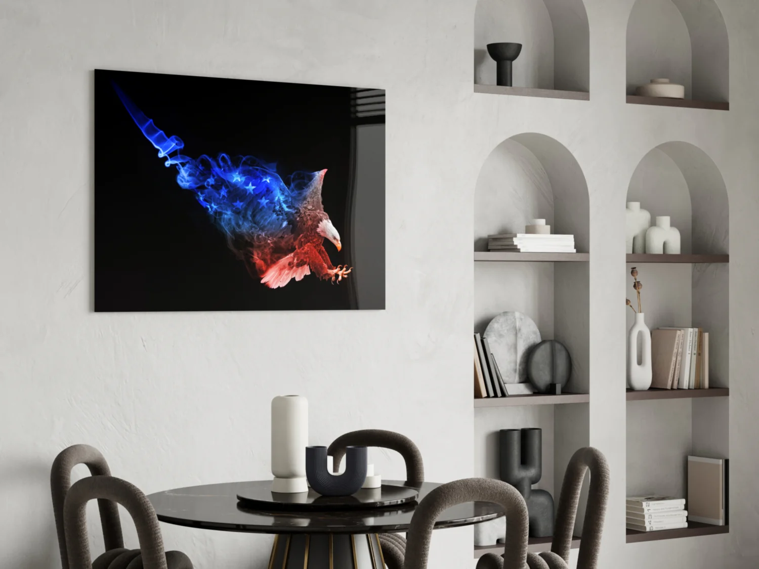 American Flag Smoke Eagle Glass Wall Art - Image 5