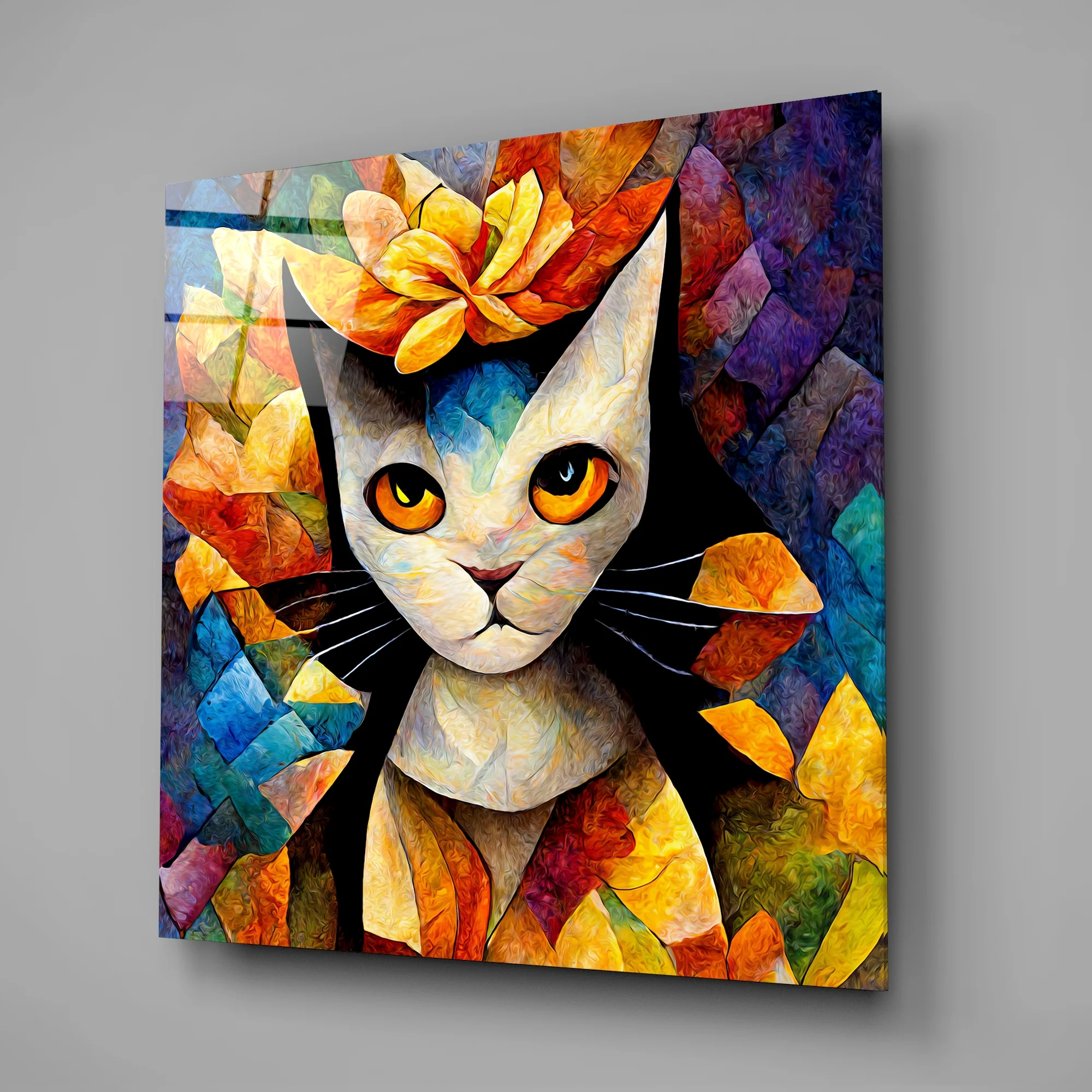 Amigucat Glass Wall Art || Designers Collection - Image 2