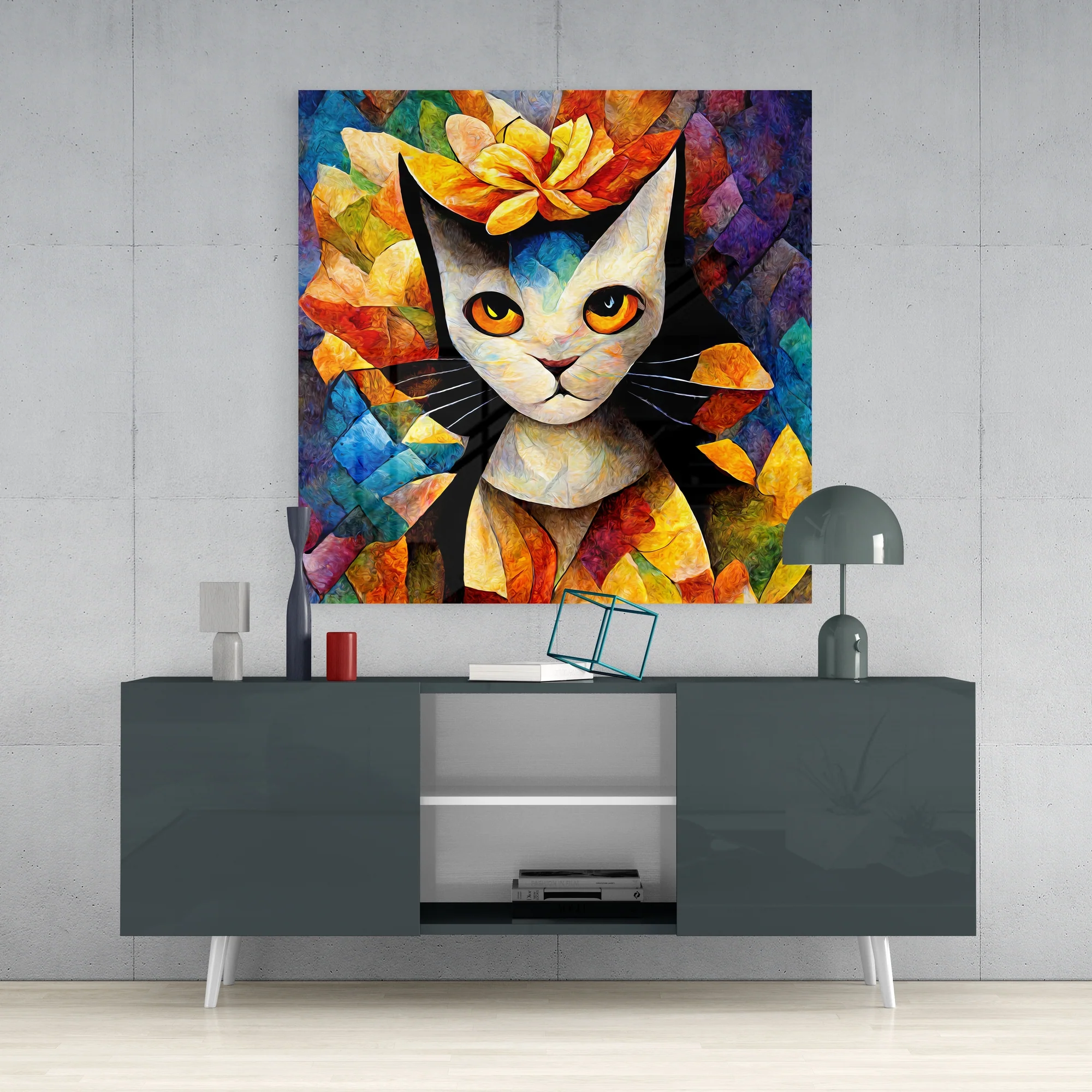 Amigucat Glass Wall Art || Designers Collection - Image 4