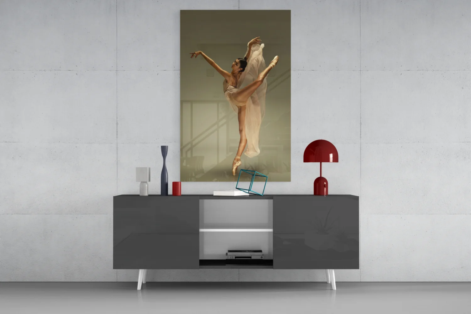 Arched Beige Veil Ballerina Glass Wall Art - Image 9