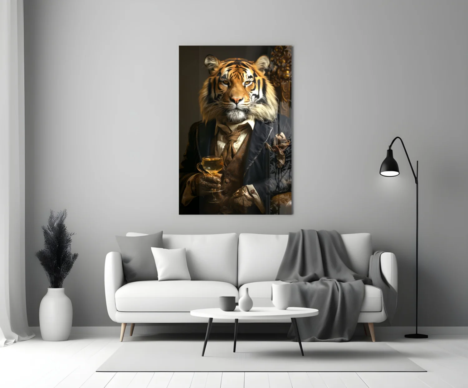 Aristocrat Tiger with Gold Goblet Glass Wall Art - Image 4