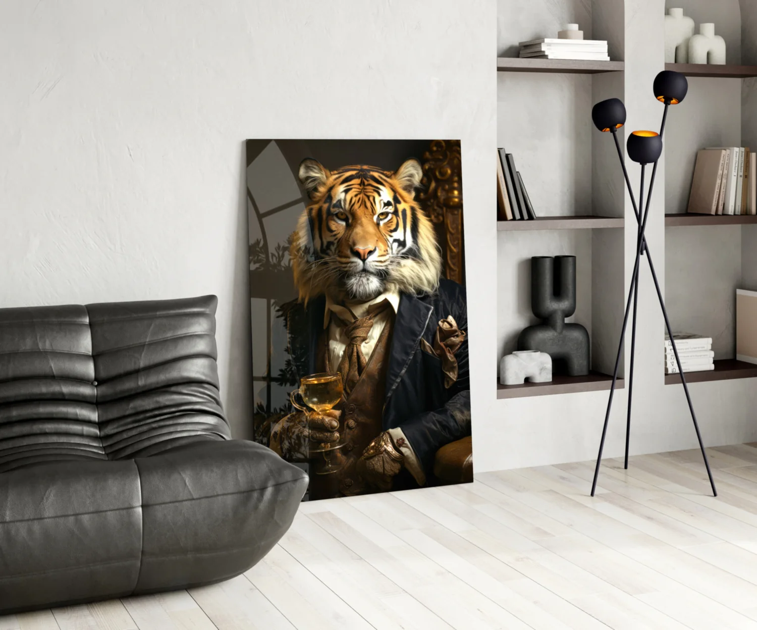 Aristocrat Tiger with Gold Goblet Glass Wall Art - Image 6