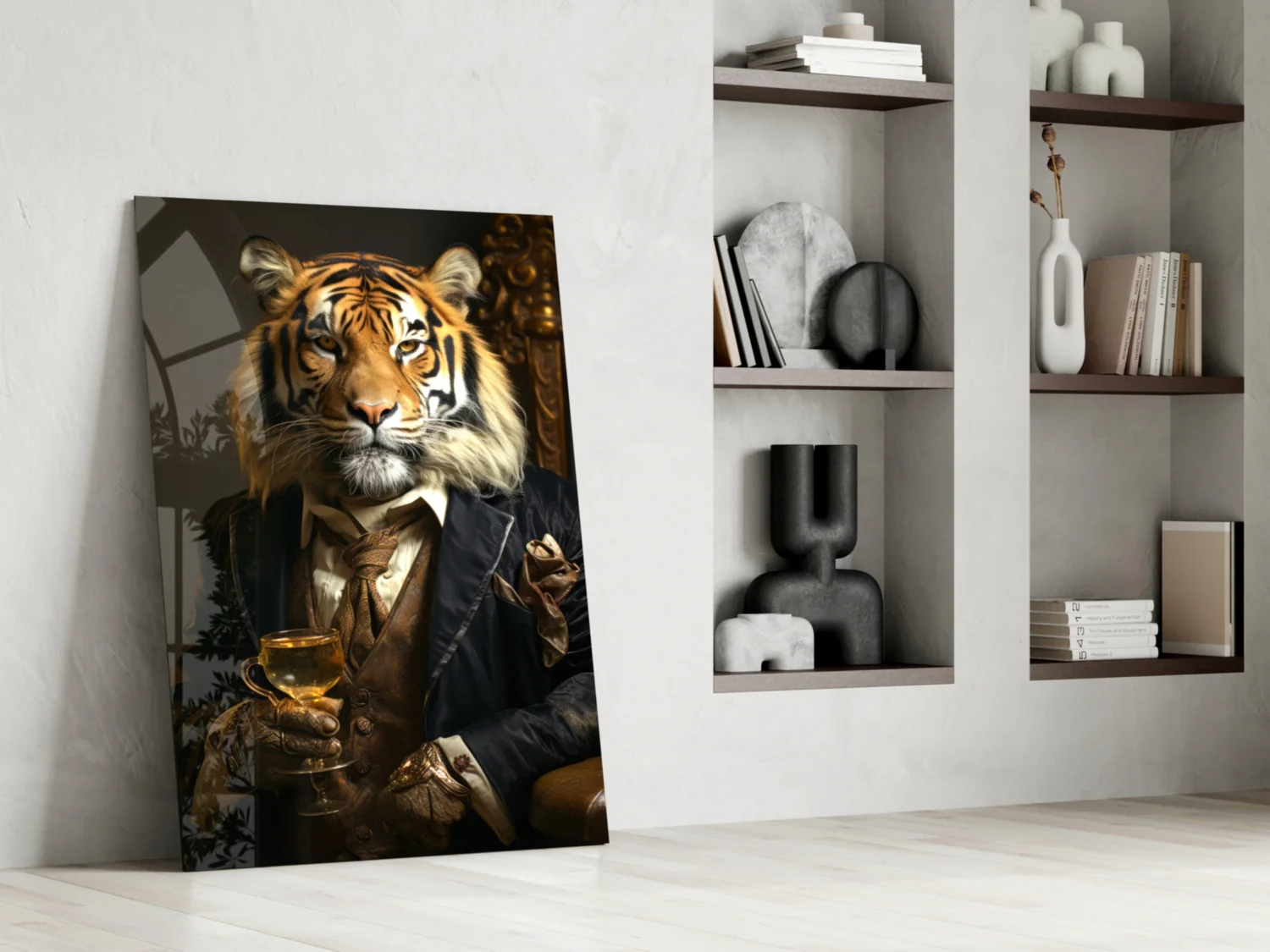 Aristocrat Tiger with Gold Goblet Glass Wall Art - Image 7